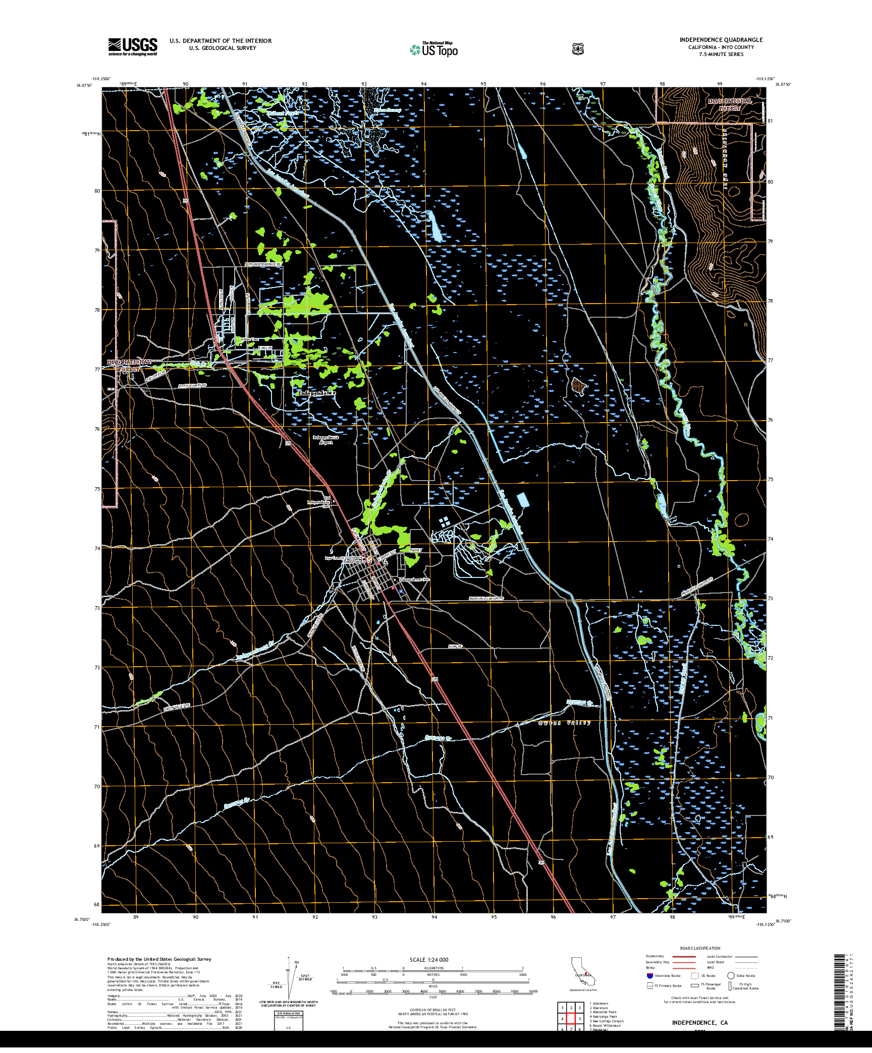 US TOPO 7.5-MINUTE MAP FOR INDEPENDENCE, CA