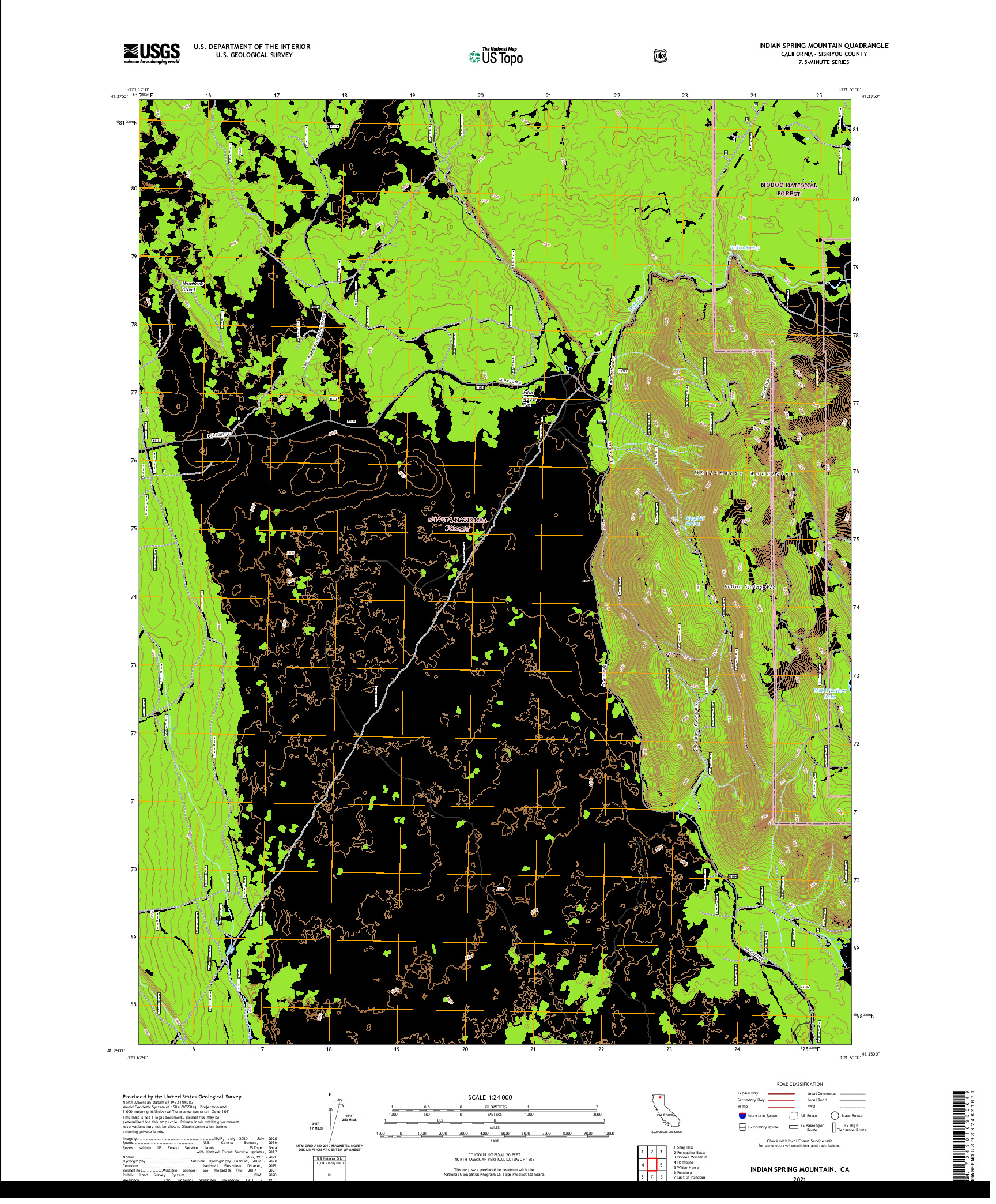 US TOPO 7.5-MINUTE MAP FOR INDIAN SPRING MOUNTAIN, CA