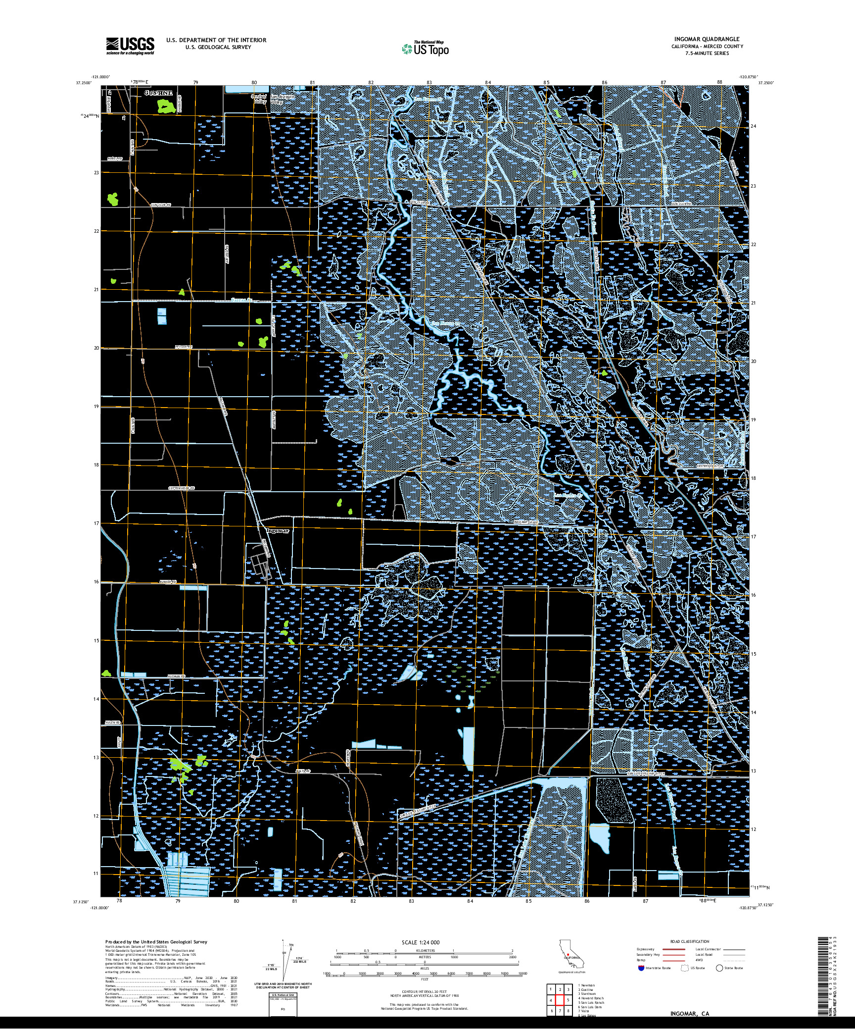 US TOPO 7.5-MINUTE MAP FOR INGOMAR, CA