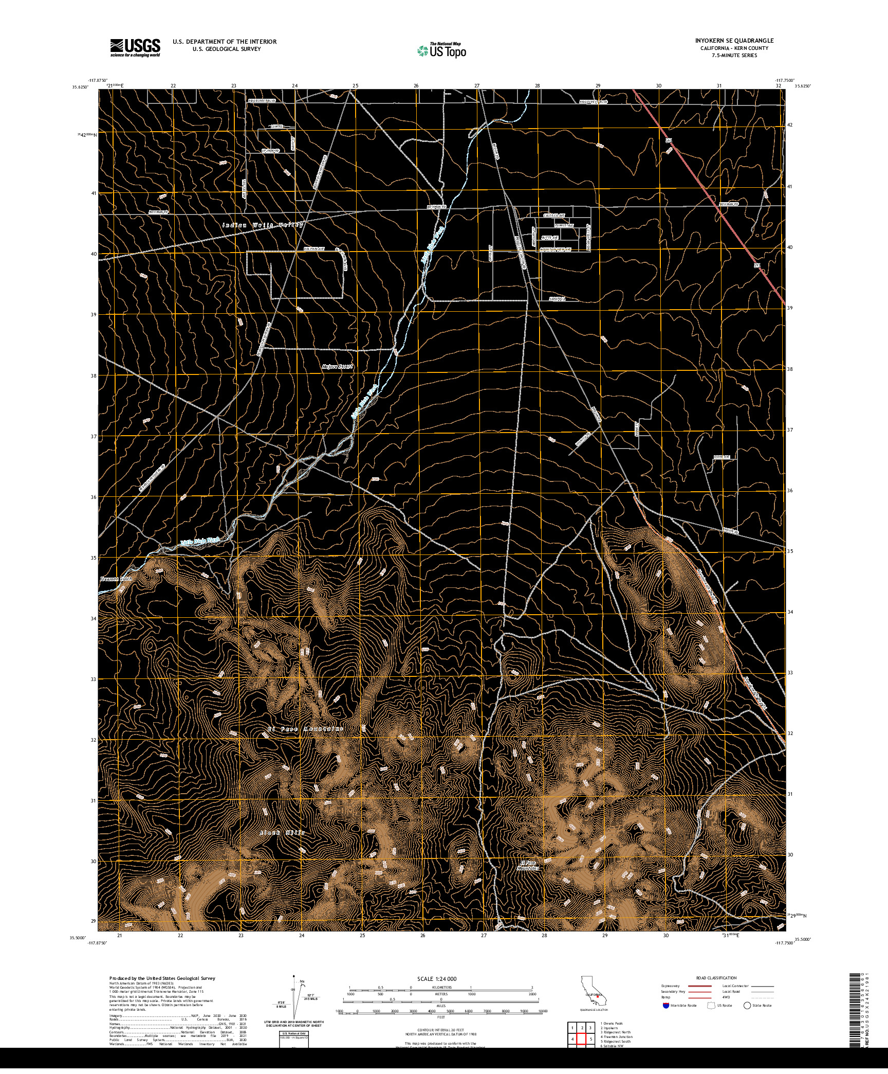 US TOPO 7.5-MINUTE MAP FOR INYOKERN SE, CA
