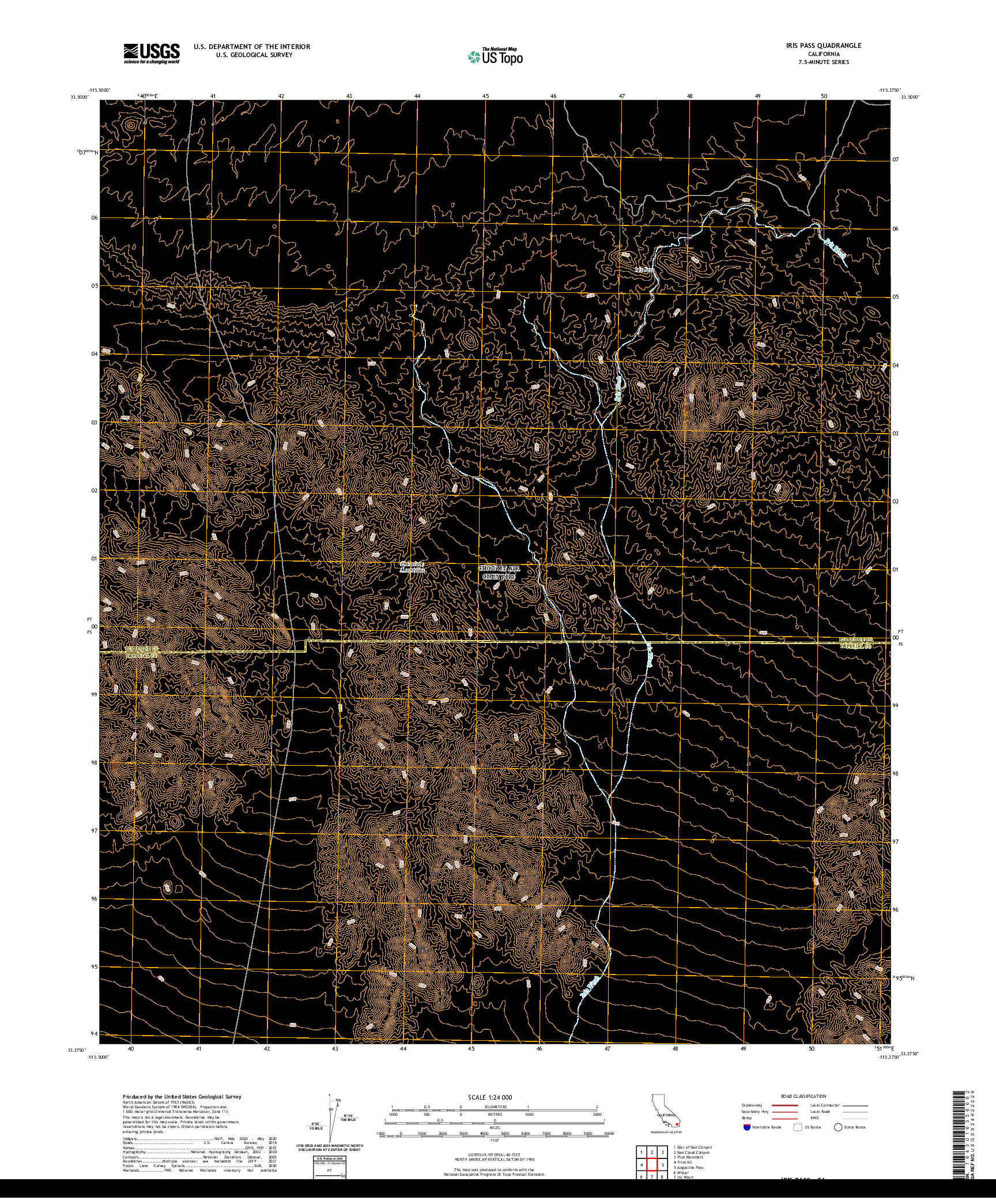 US TOPO 7.5-MINUTE MAP FOR IRIS PASS, CA