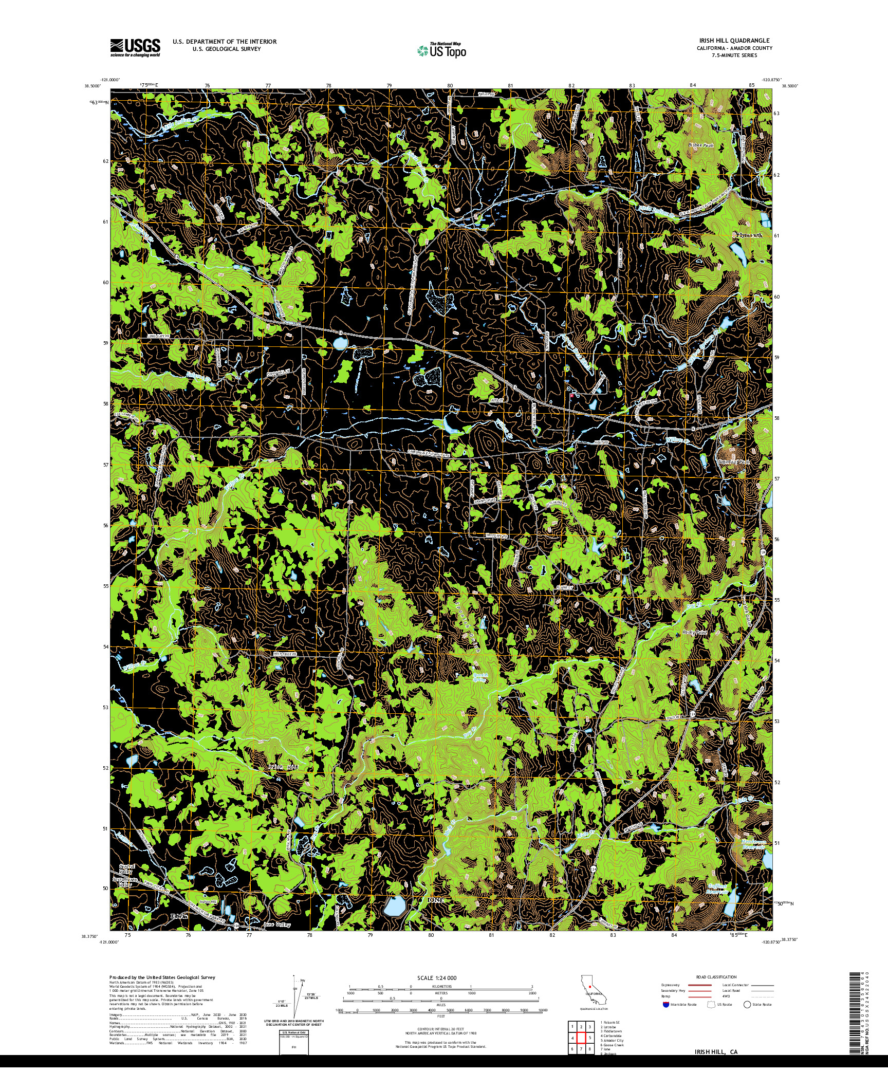 US TOPO 7.5-MINUTE MAP FOR IRISH HILL, CA