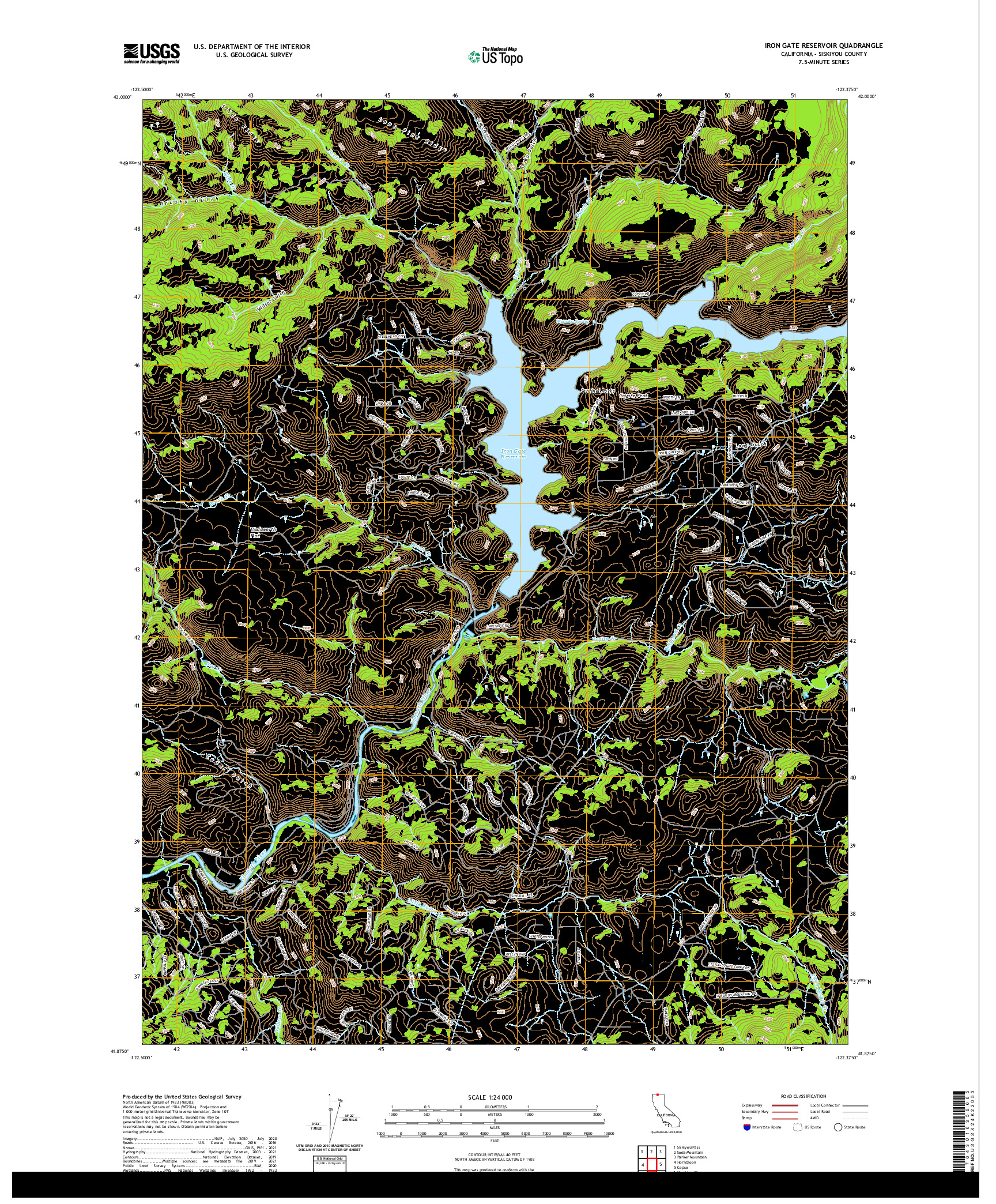 US TOPO 7.5-MINUTE MAP FOR IRON GATE RESERVOIR, CA