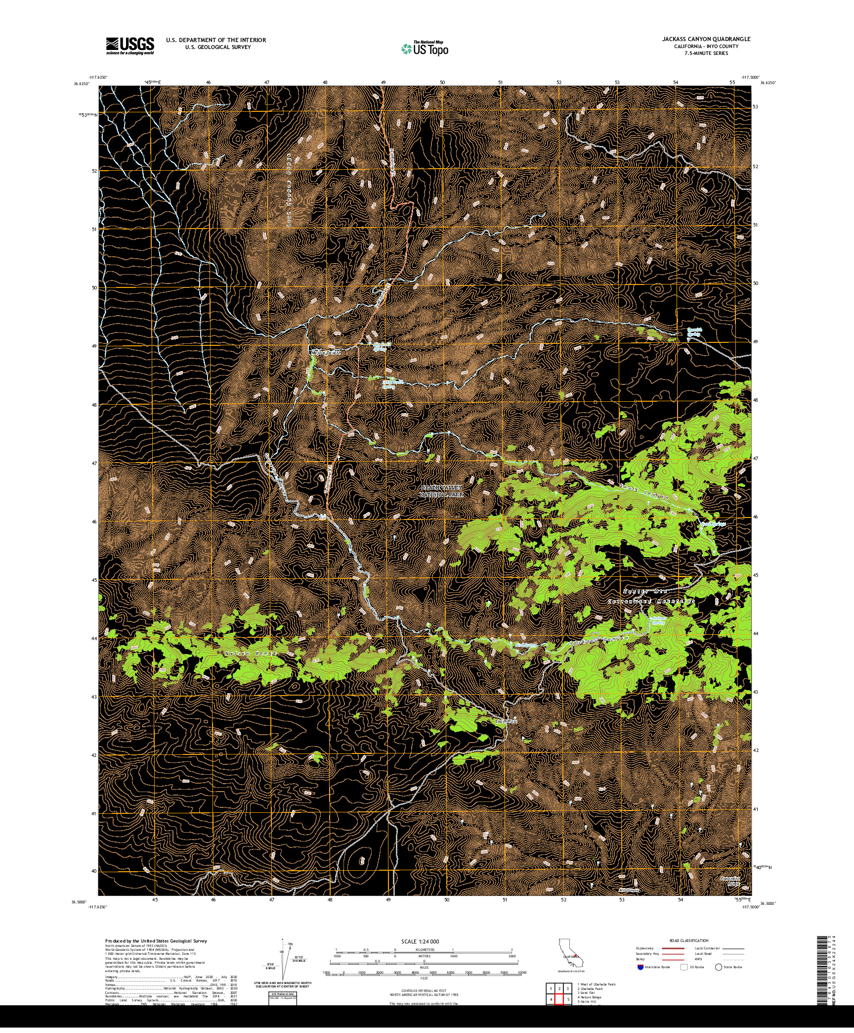 US TOPO 7.5-MINUTE MAP FOR JACKASS CANYON, CA