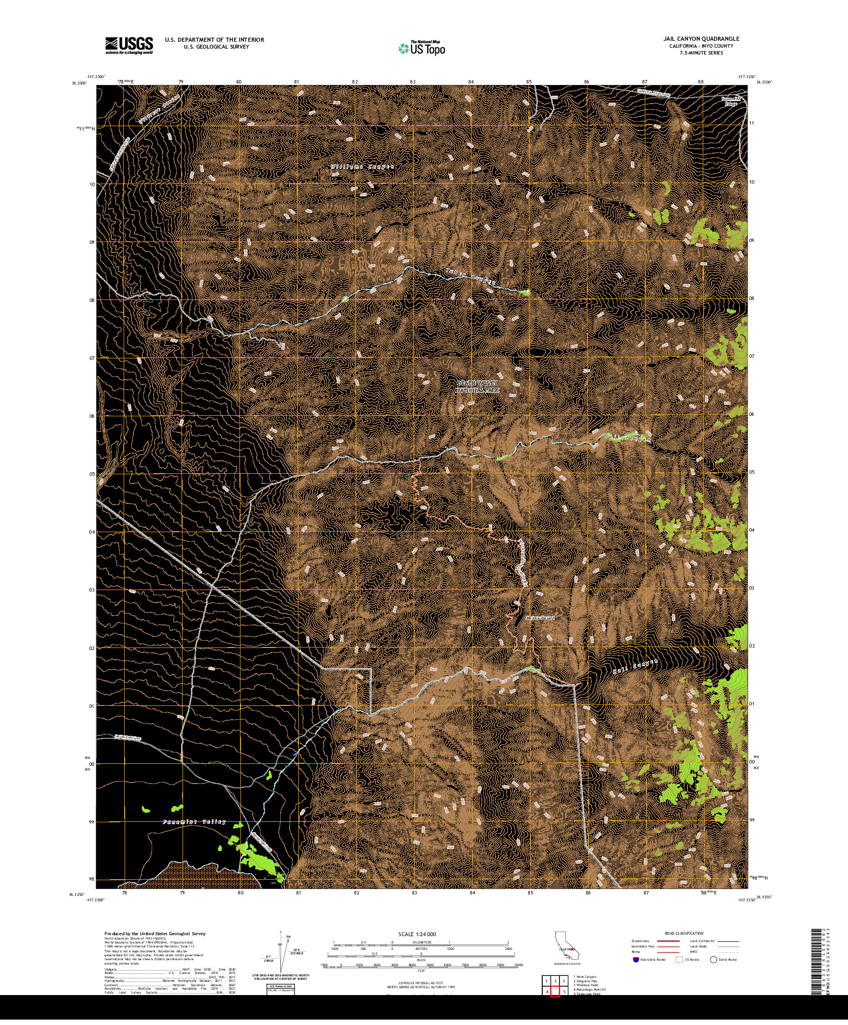 US TOPO 7.5-MINUTE MAP FOR JAIL CANYON, CA