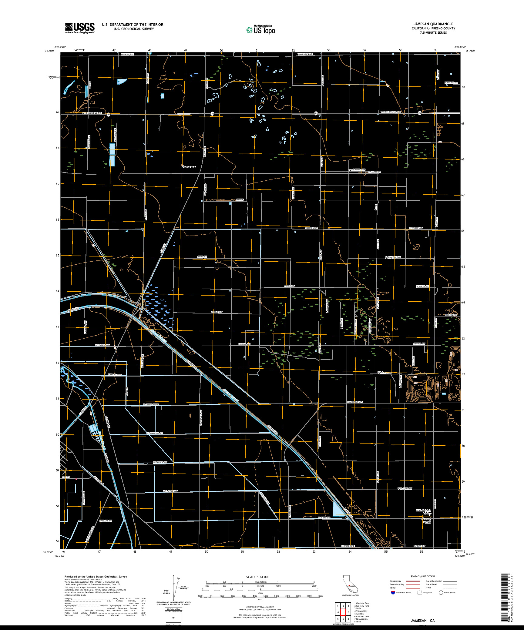 US TOPO 7.5-MINUTE MAP FOR JAMESAN, CA