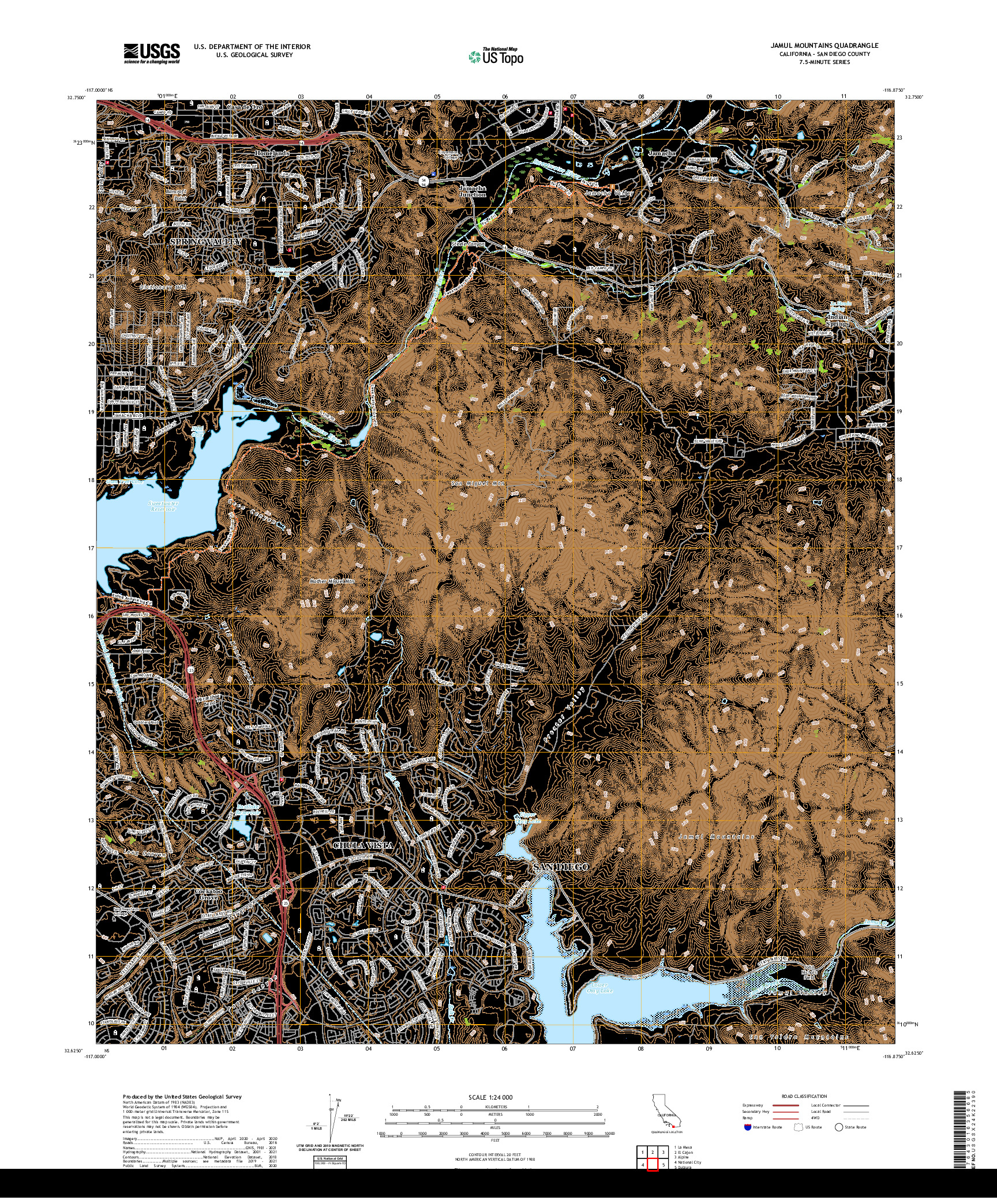 US TOPO 7.5-MINUTE MAP FOR JAMUL MOUNTAINS, CA