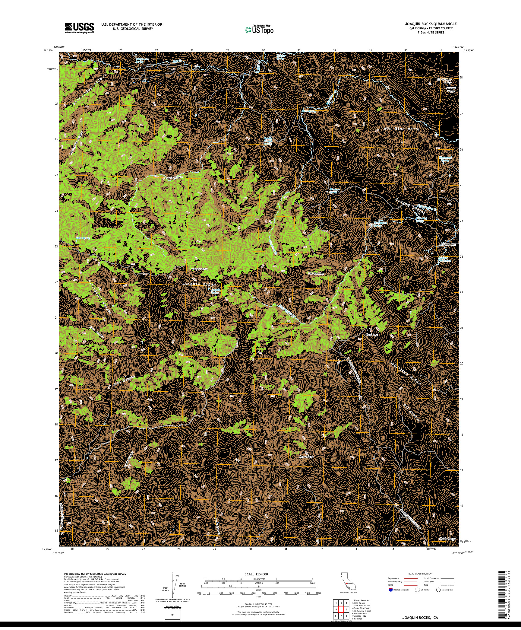 US TOPO 7.5-MINUTE MAP FOR JOAQUIN ROCKS, CA