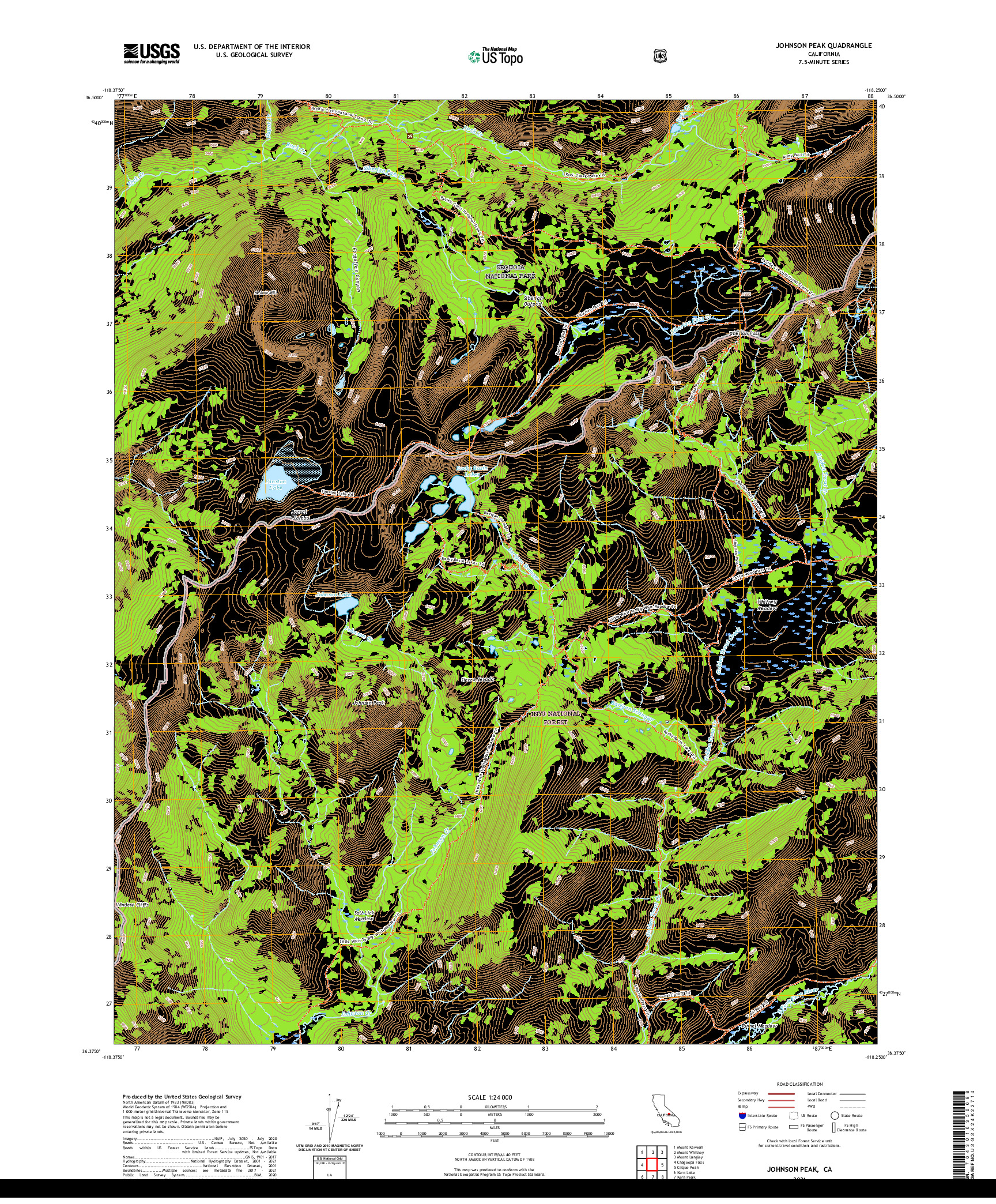 US TOPO 7.5-MINUTE MAP FOR JOHNSON PEAK, CA