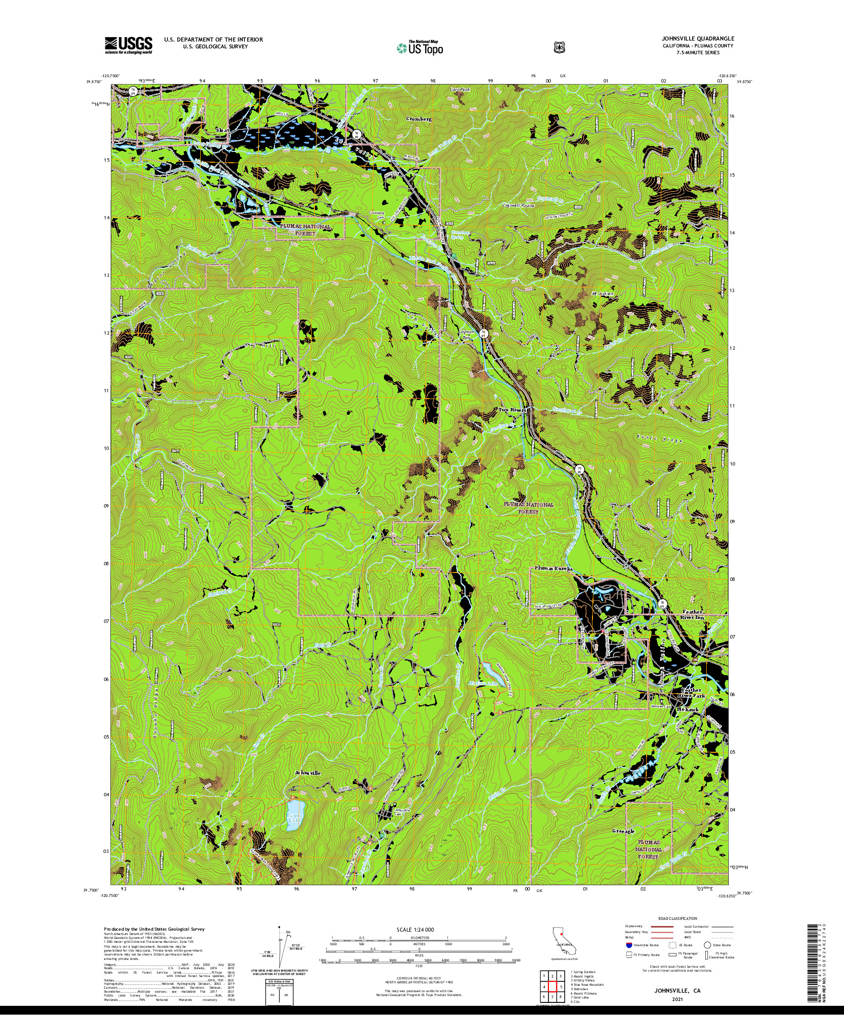 US TOPO 7.5-MINUTE MAP FOR JOHNSVILLE, CA