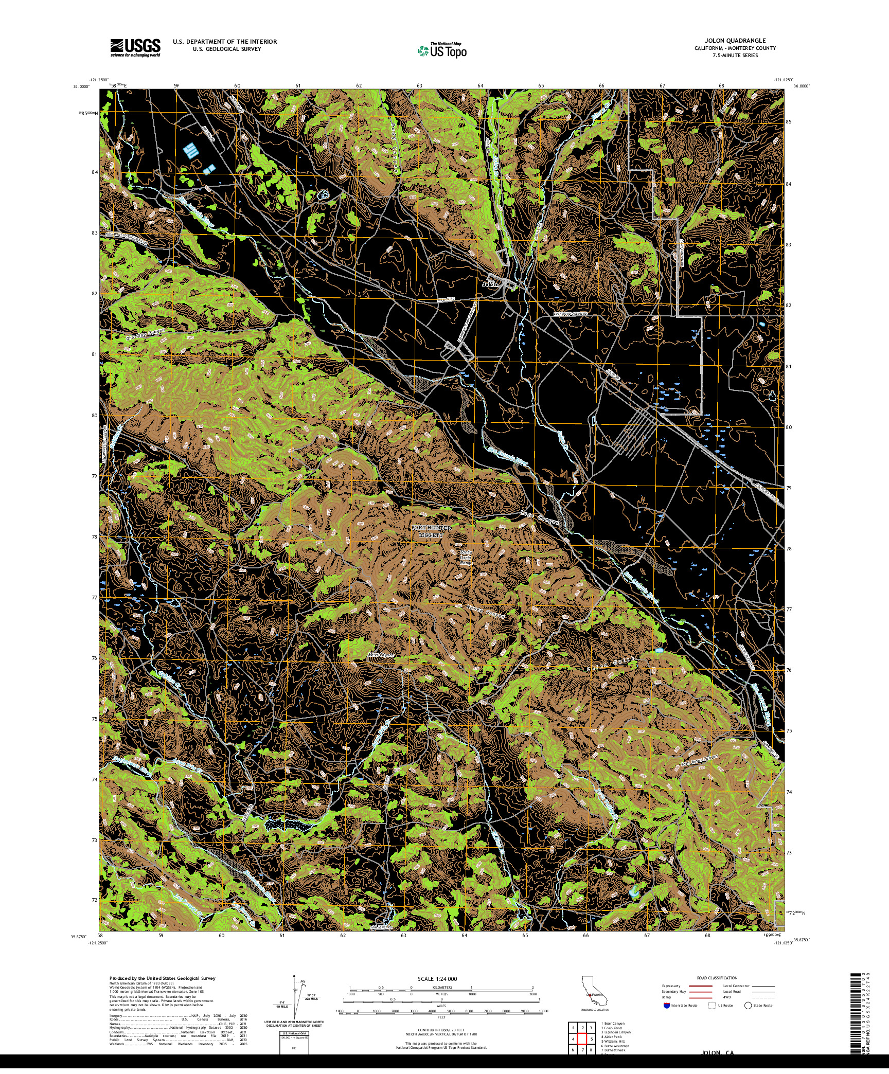 US TOPO 7.5-MINUTE MAP FOR JOLON, CA