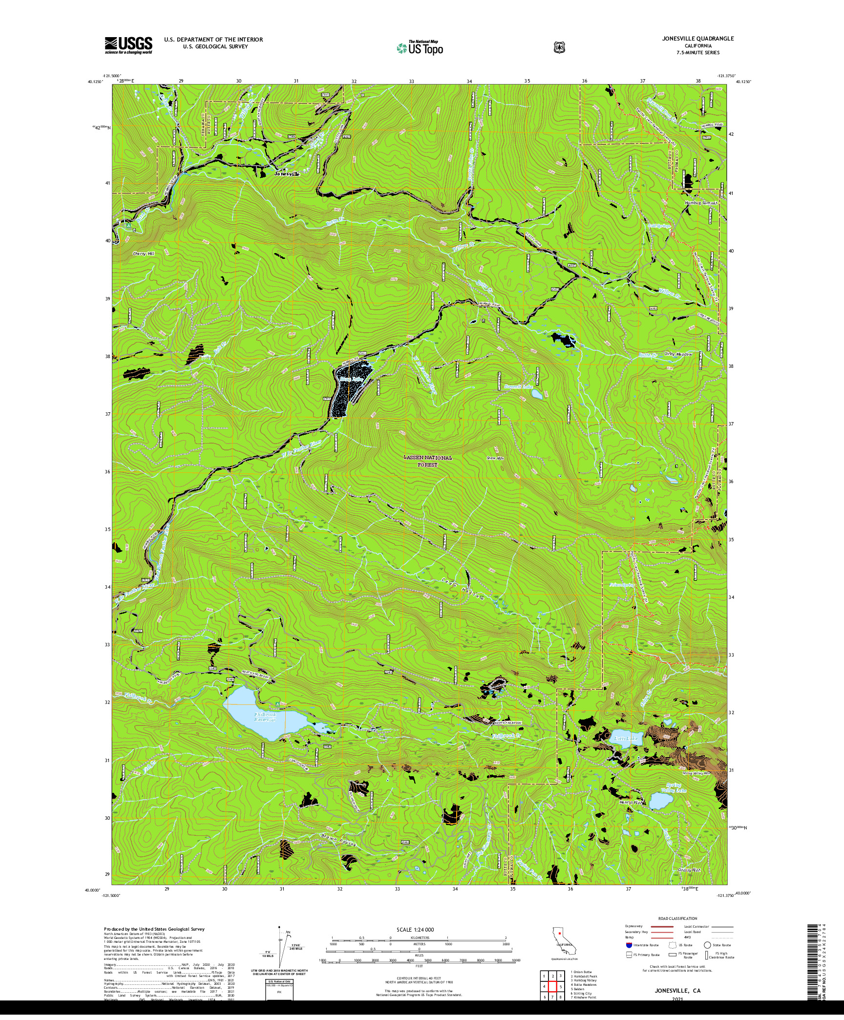 US TOPO 7.5-MINUTE MAP FOR JONESVILLE, CA