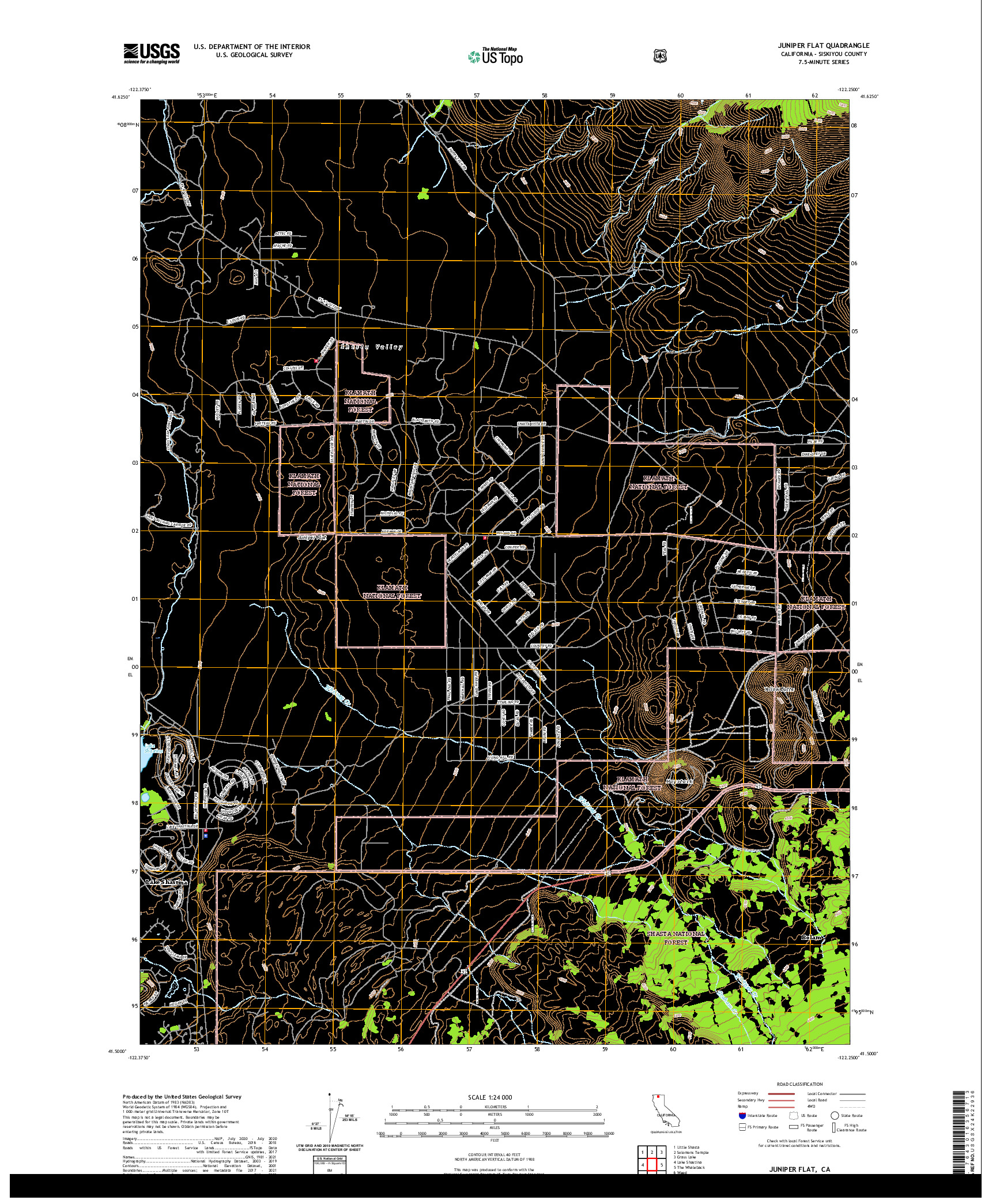 US TOPO 7.5-MINUTE MAP FOR JUNIPER FLAT, CA