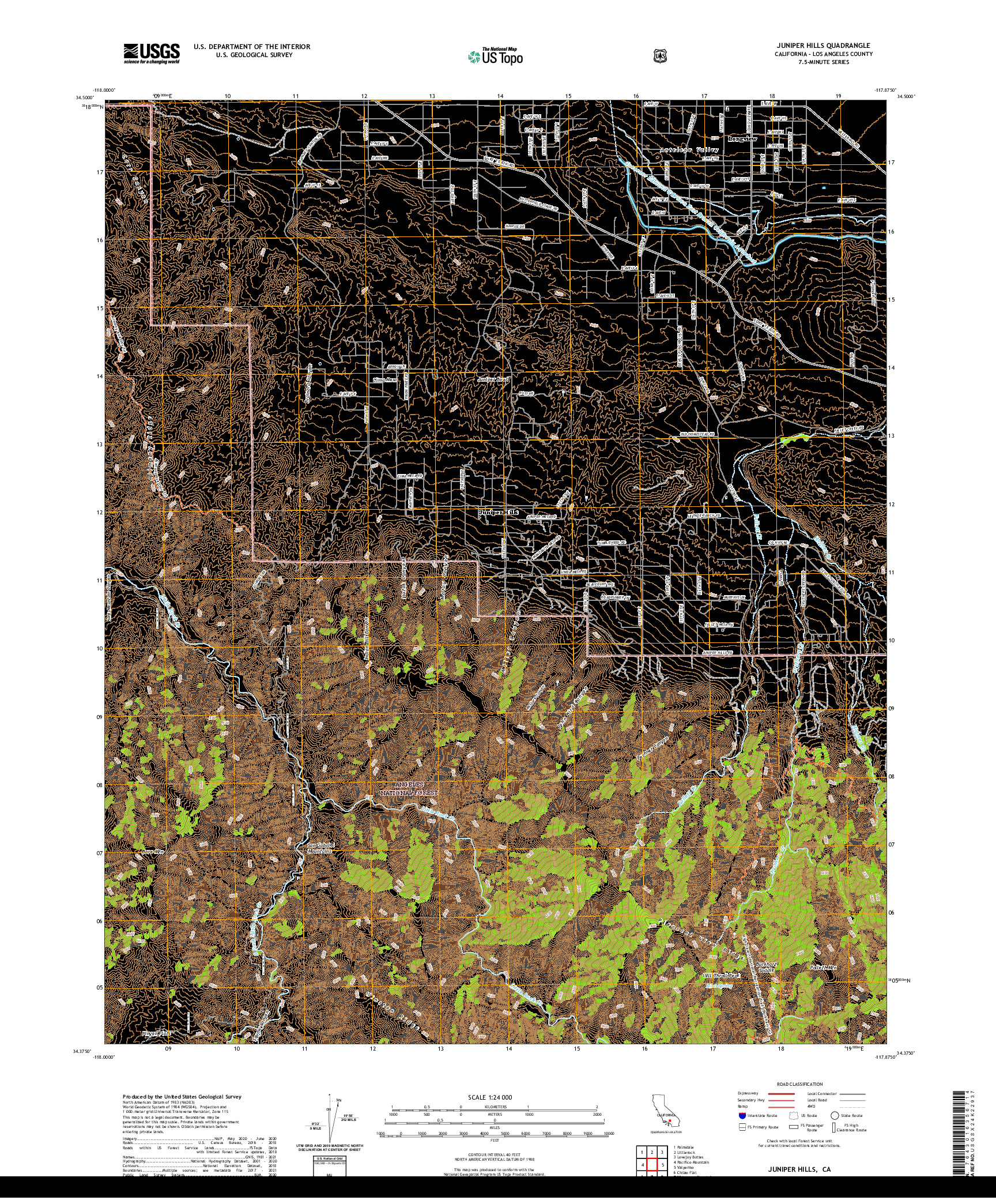 US TOPO 7.5-MINUTE MAP FOR JUNIPER HILLS, CA