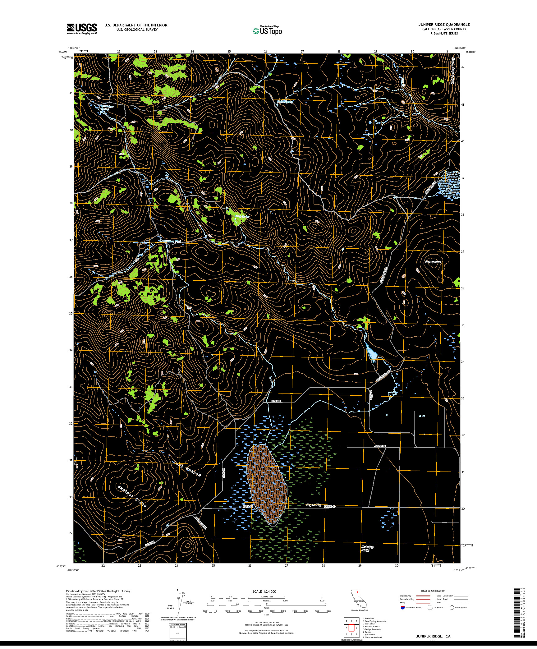 US TOPO 7.5-MINUTE MAP FOR JUNIPER RIDGE, CA