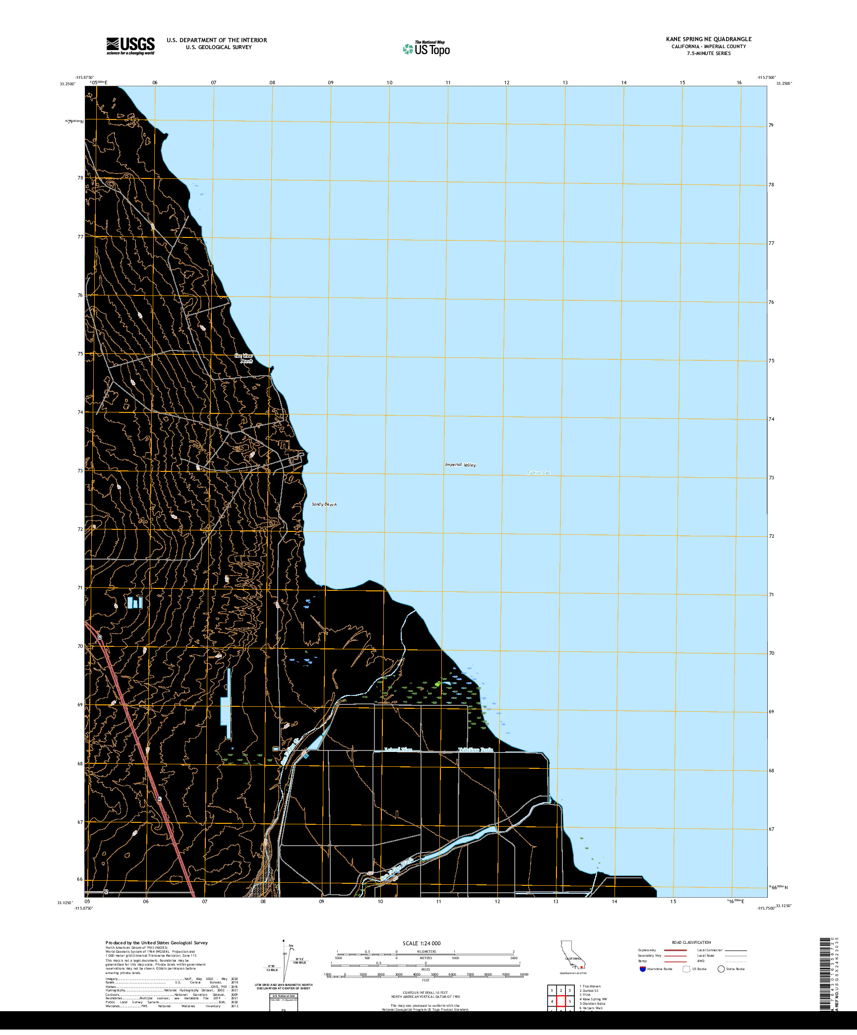 US TOPO 7.5-MINUTE MAP FOR KANE SPRING NE, CA