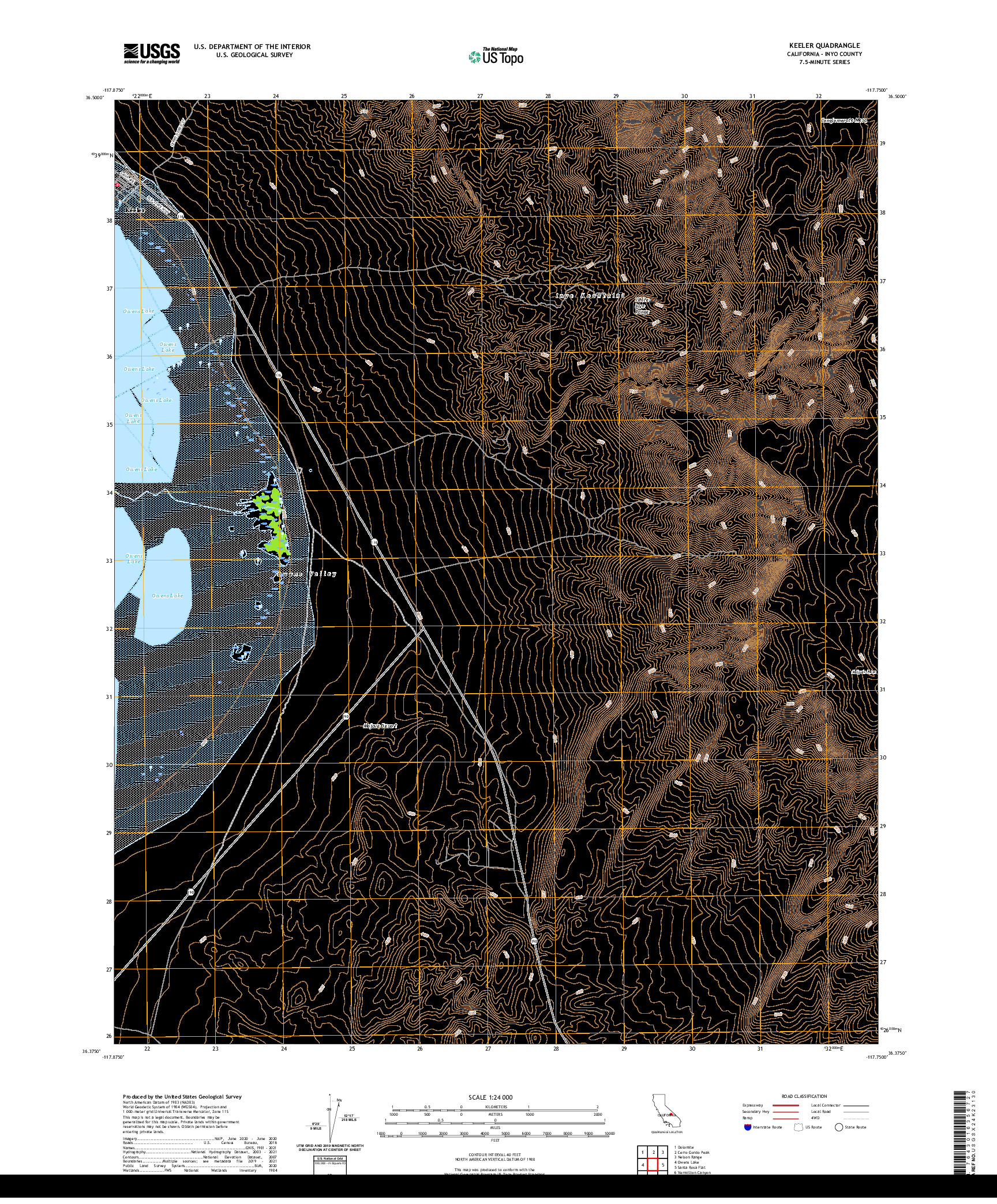 US TOPO 7.5-MINUTE MAP FOR KEELER, CA