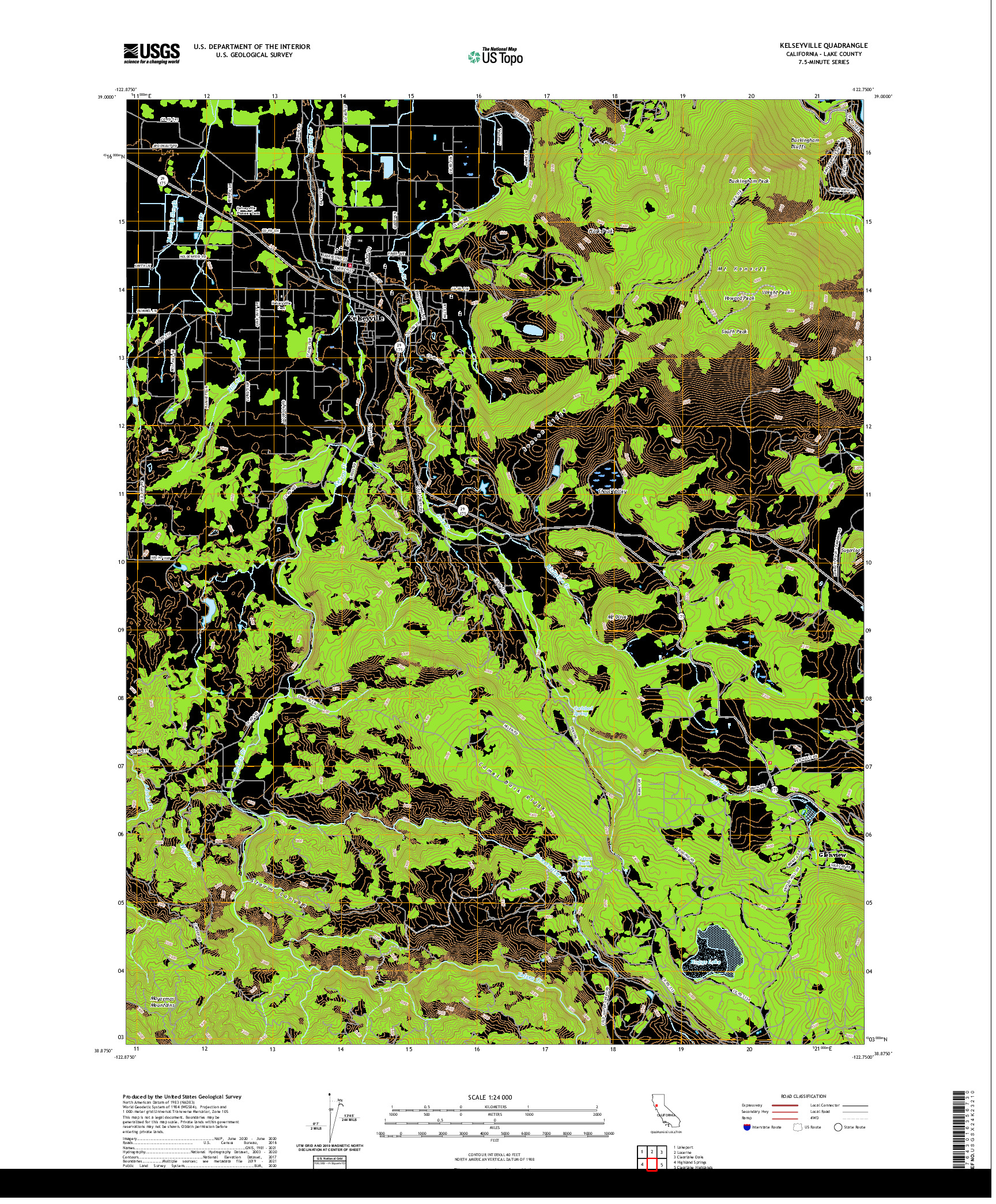 US TOPO 7.5-MINUTE MAP FOR KELSEYVILLE, CA