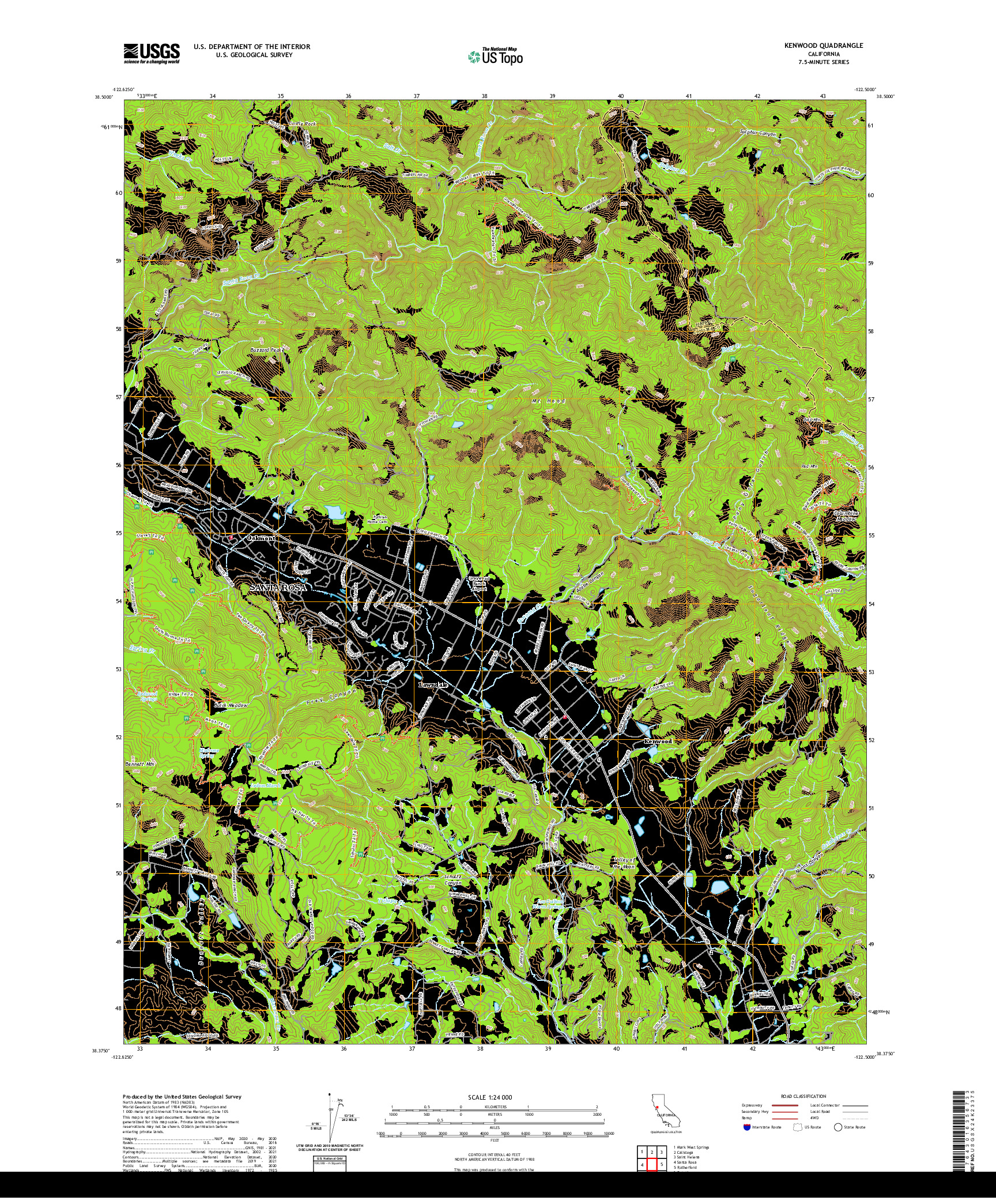 US TOPO 7.5-MINUTE MAP FOR KENWOOD, CA