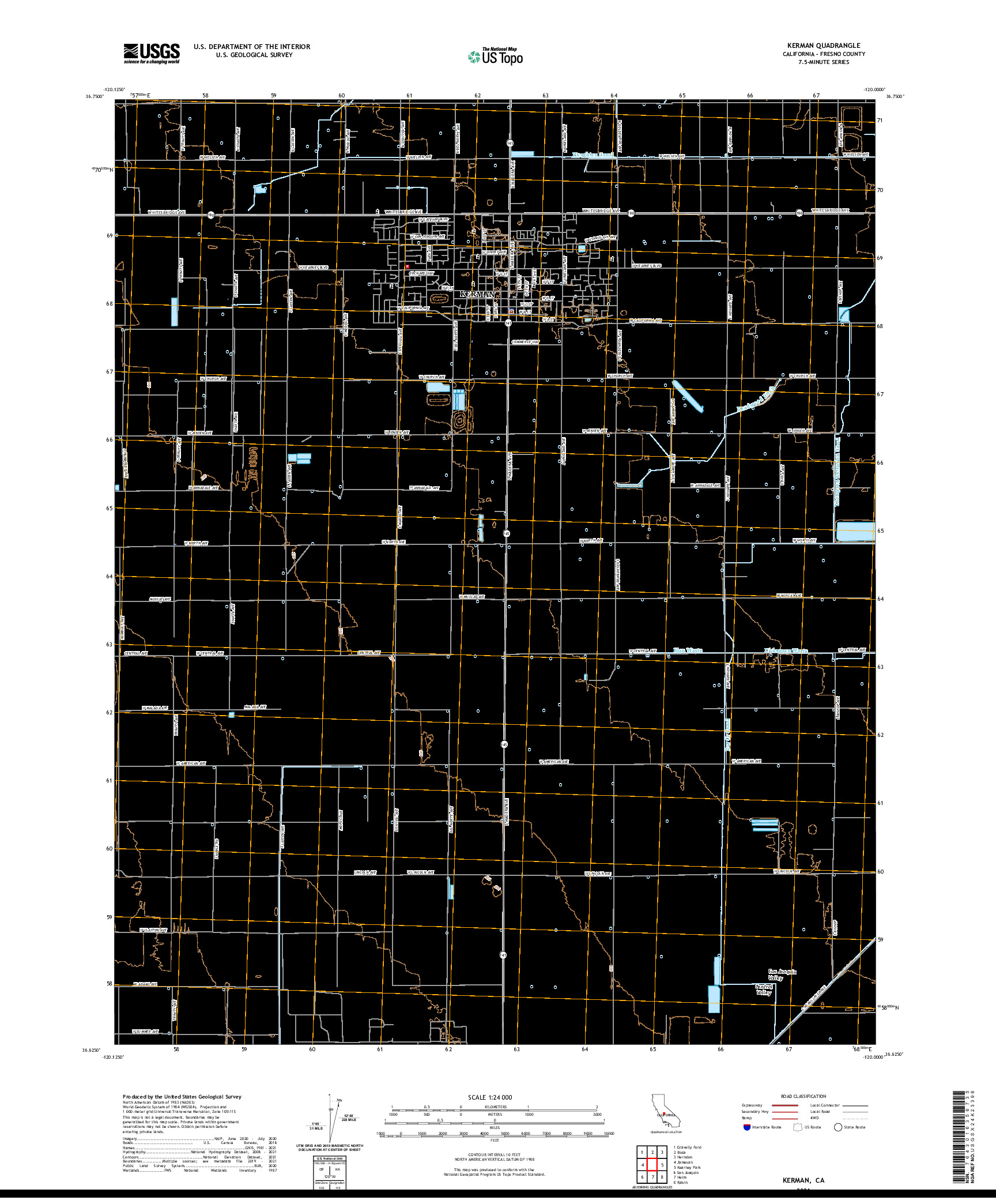 US TOPO 7.5-MINUTE MAP FOR KERMAN, CA