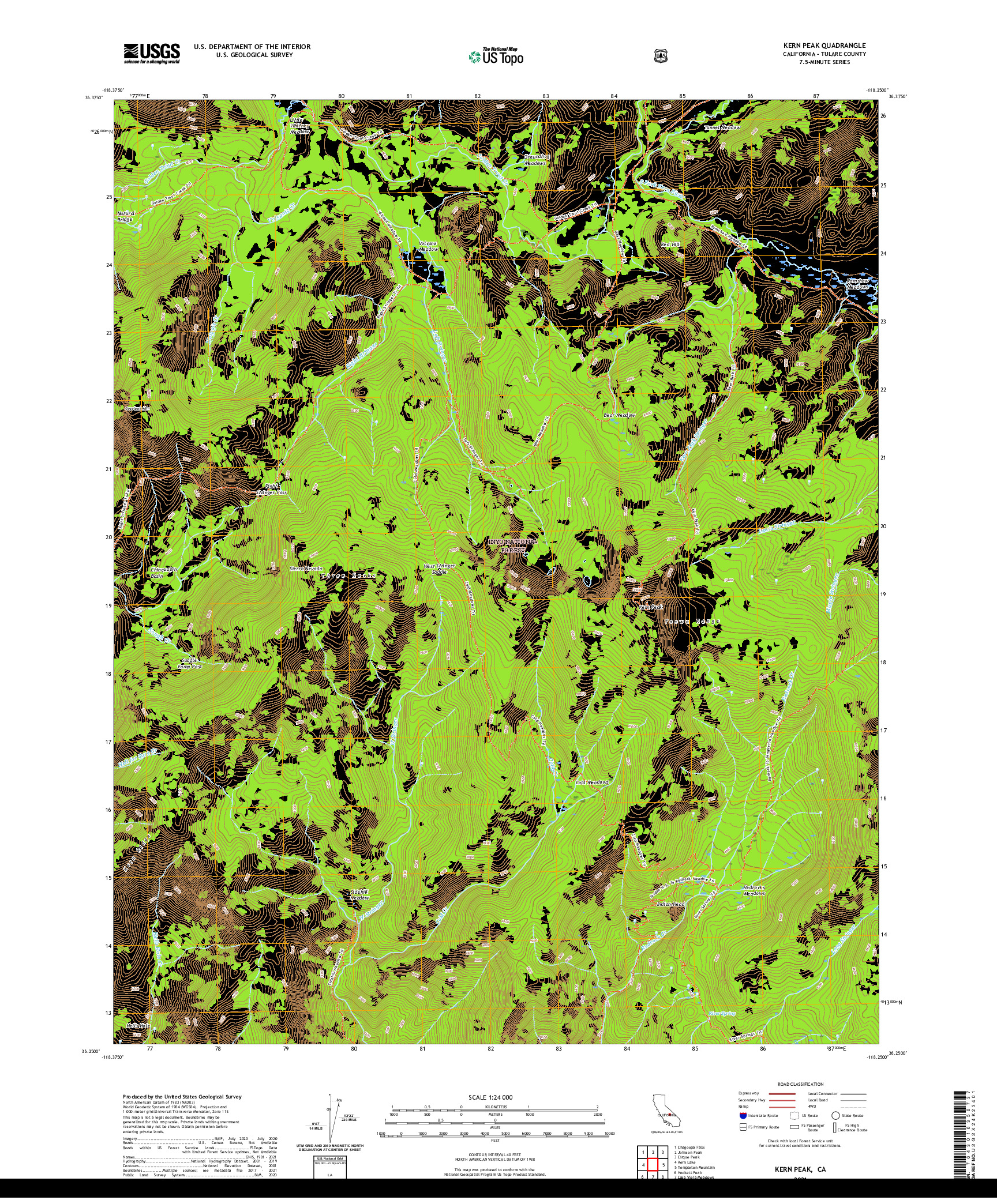 US TOPO 7.5-MINUTE MAP FOR KERN PEAK, CA