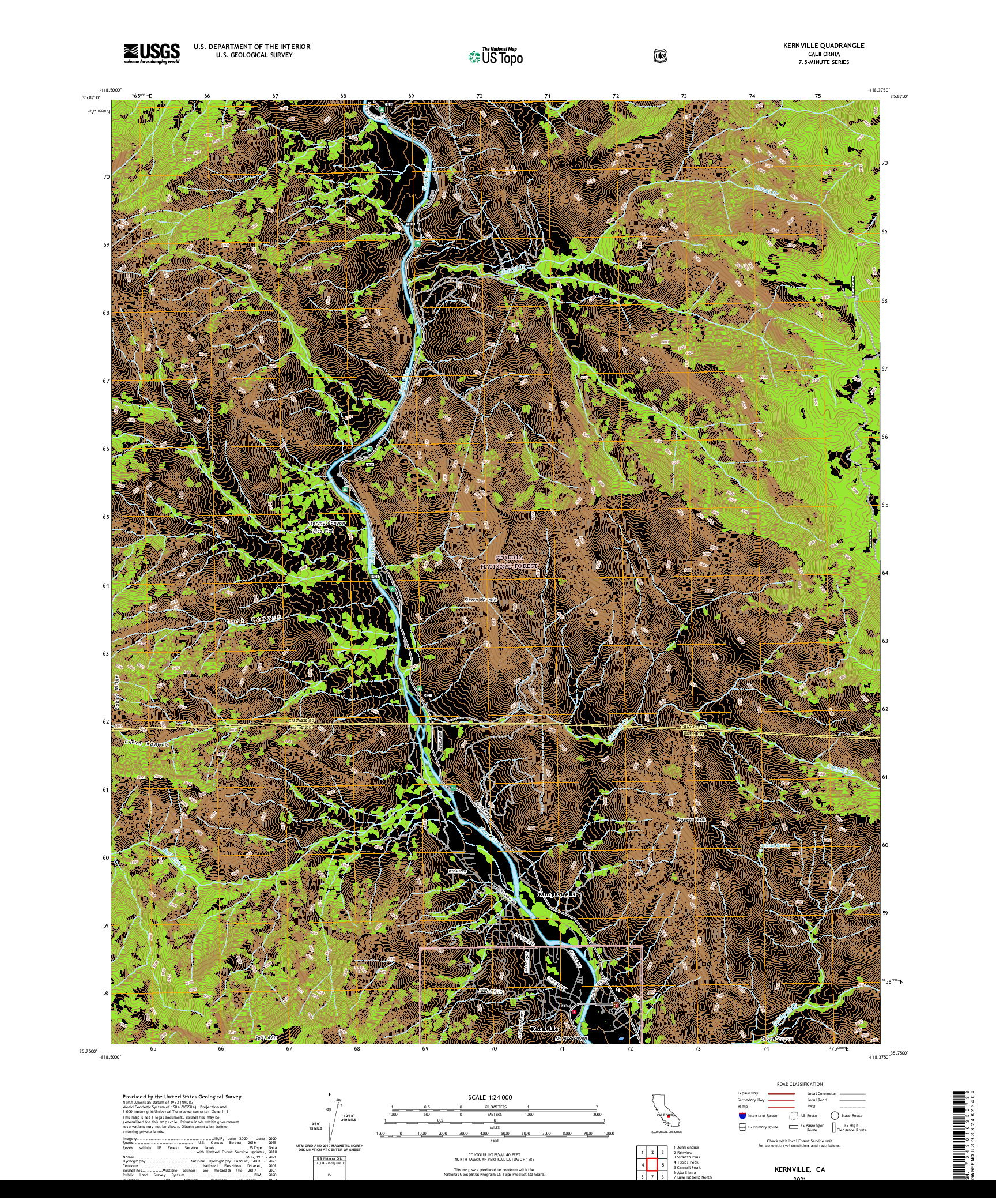 US TOPO 7.5-MINUTE MAP FOR KERNVILLE, CA