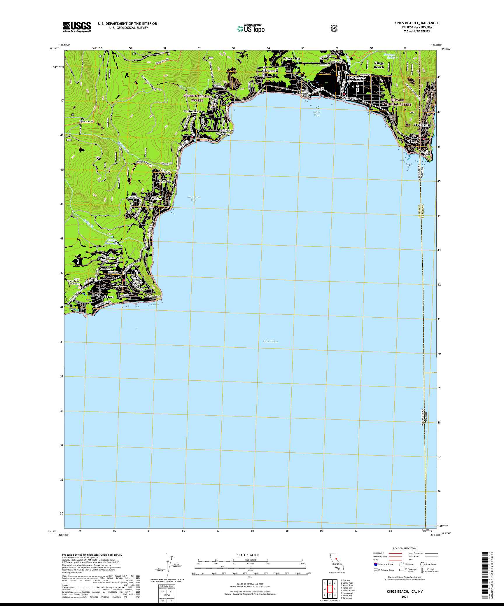 US TOPO 7.5-MINUTE MAP FOR KINGS BEACH, CA,NV