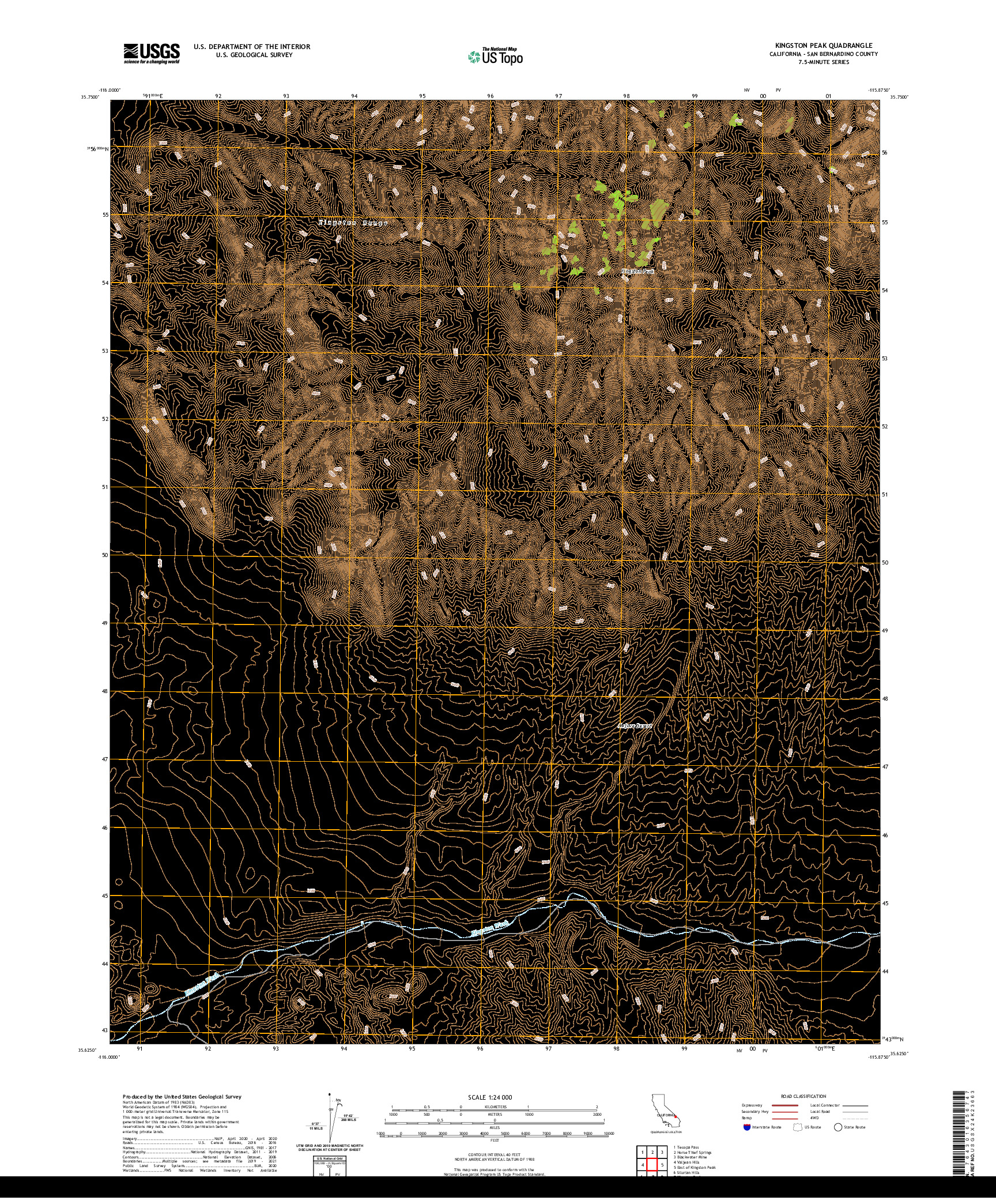 US TOPO 7.5-MINUTE MAP FOR KINGSTON PEAK, CA