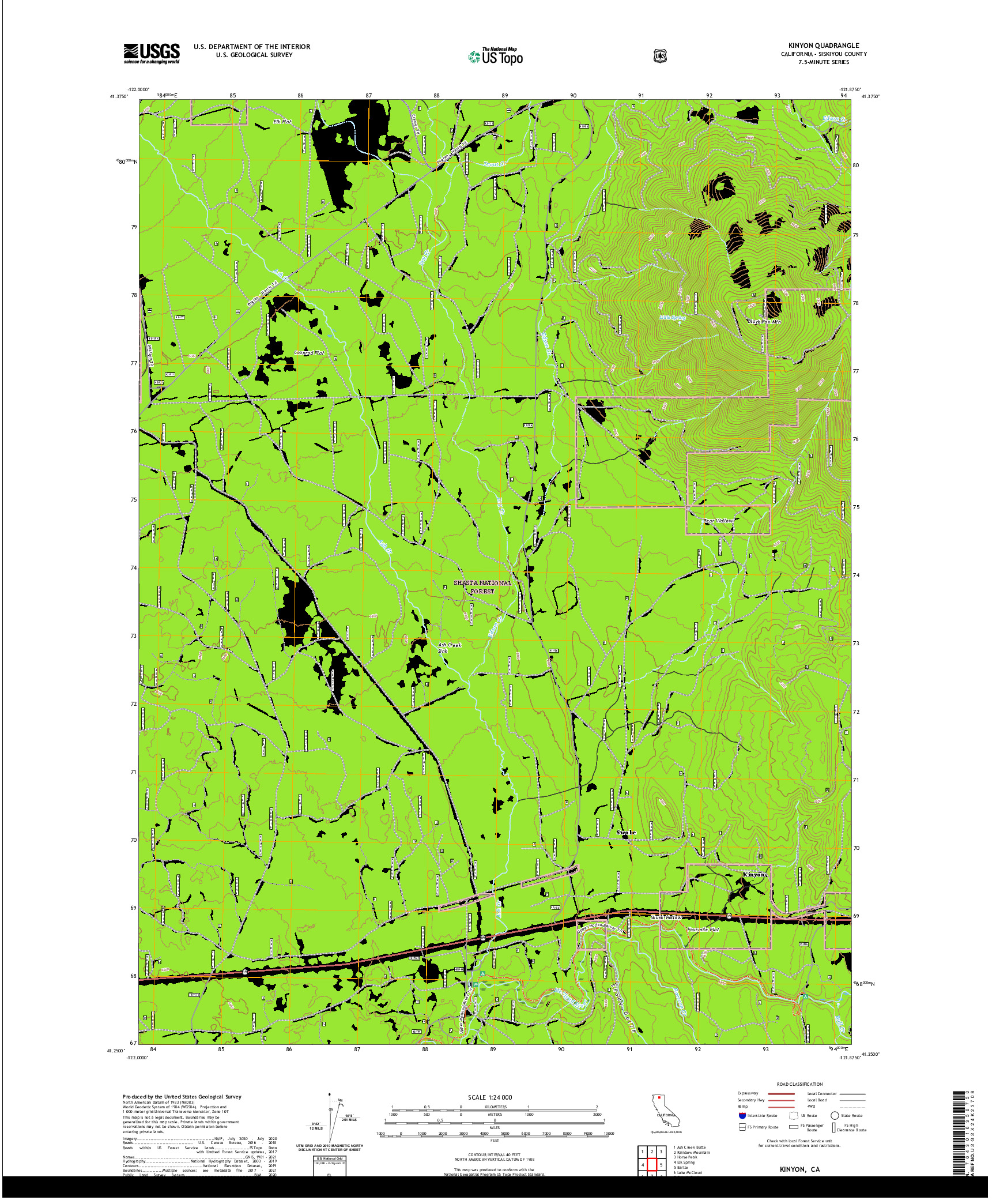 US TOPO 7.5-MINUTE MAP FOR KINYON, CA