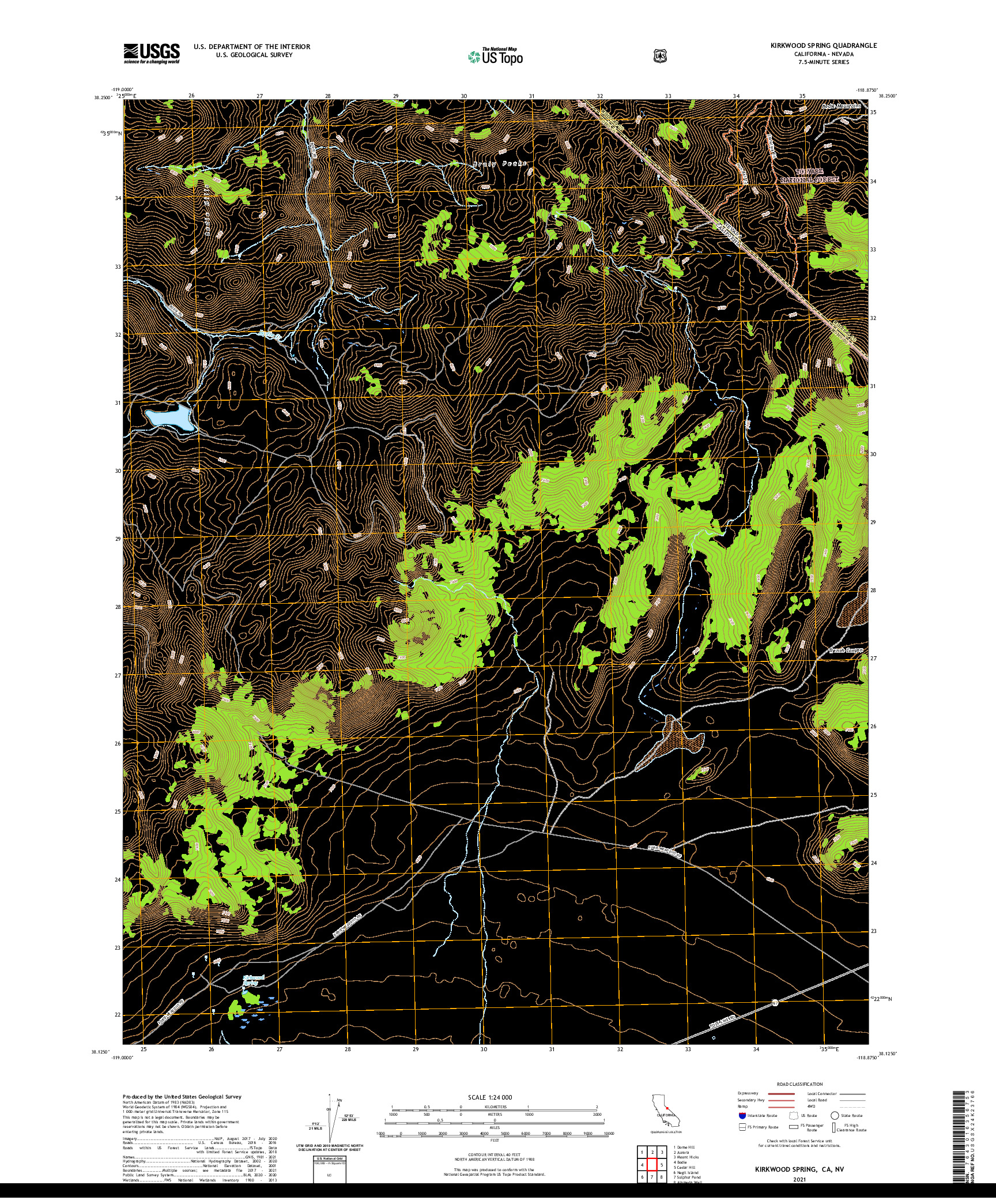 US TOPO 7.5-MINUTE MAP FOR KIRKWOOD SPRING, CA,NV
