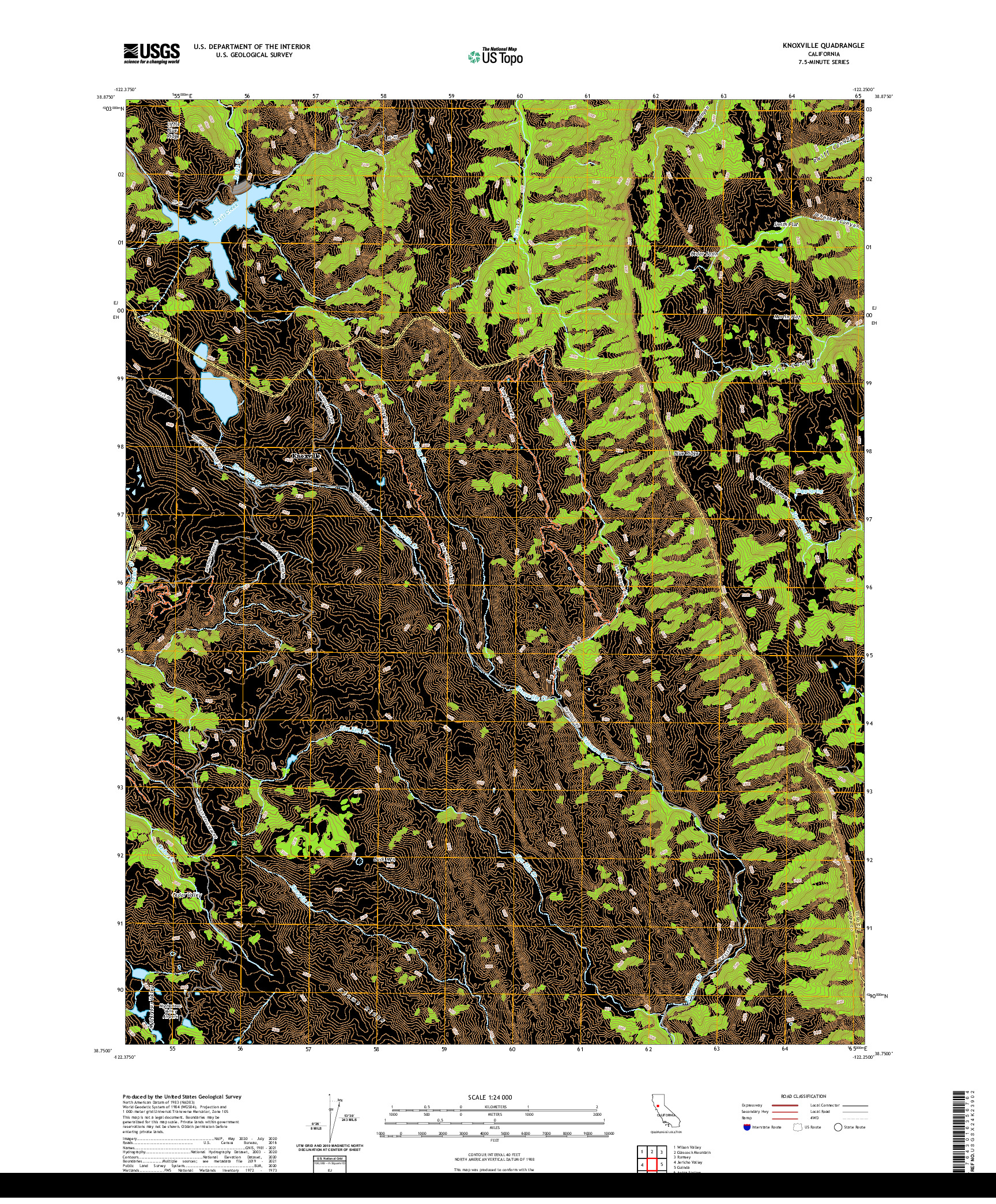 US TOPO 7.5-MINUTE MAP FOR KNOXVILLE, CA