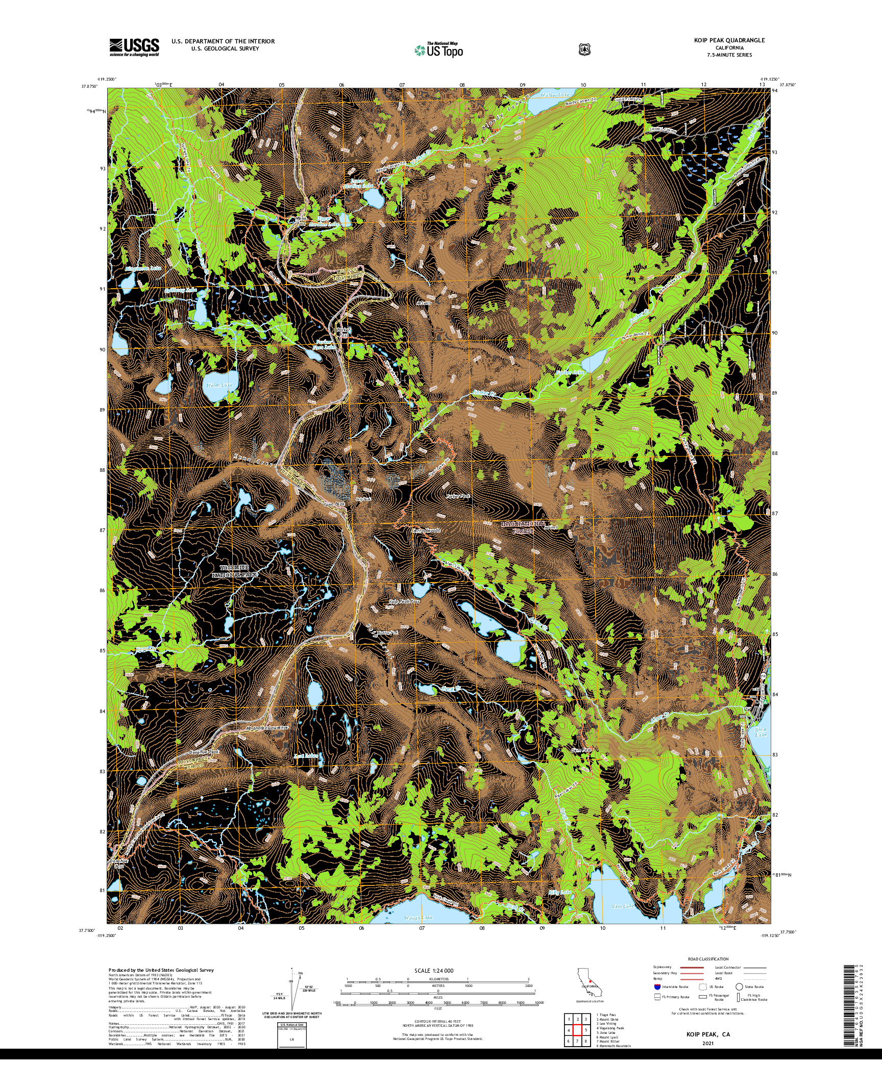 US TOPO 7.5-MINUTE MAP FOR KOIP PEAK, CA