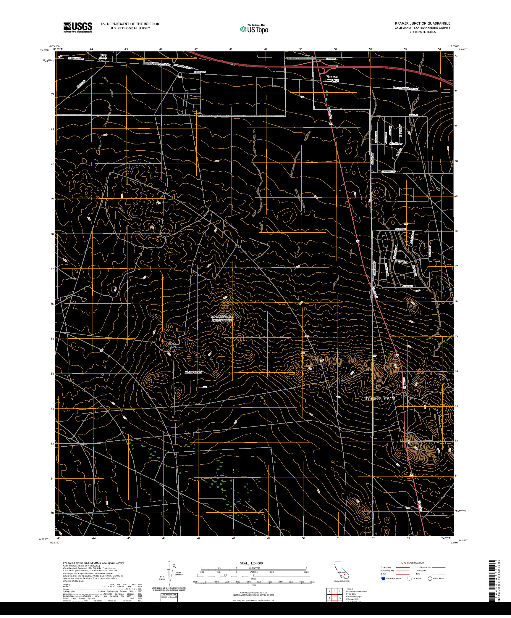 US TOPO 7.5-MINUTE MAP FOR KRAMER JUNCTION, CA