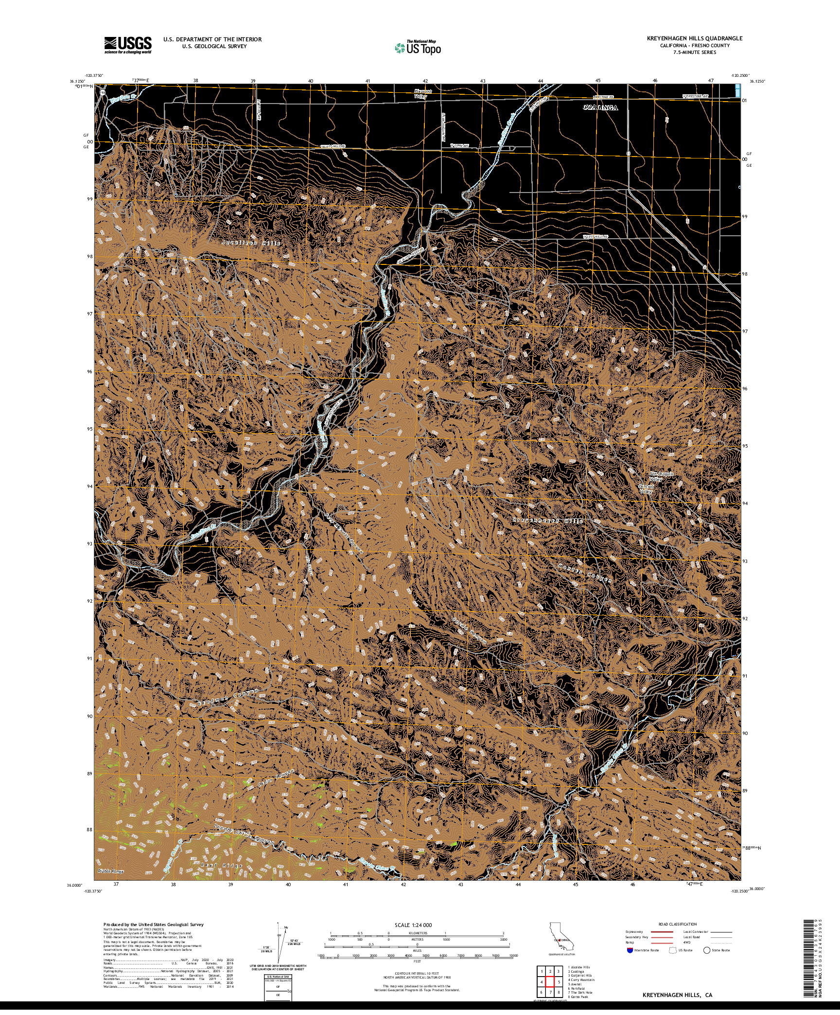 US TOPO 7.5-MINUTE MAP FOR KREYENHAGEN HILLS, CA