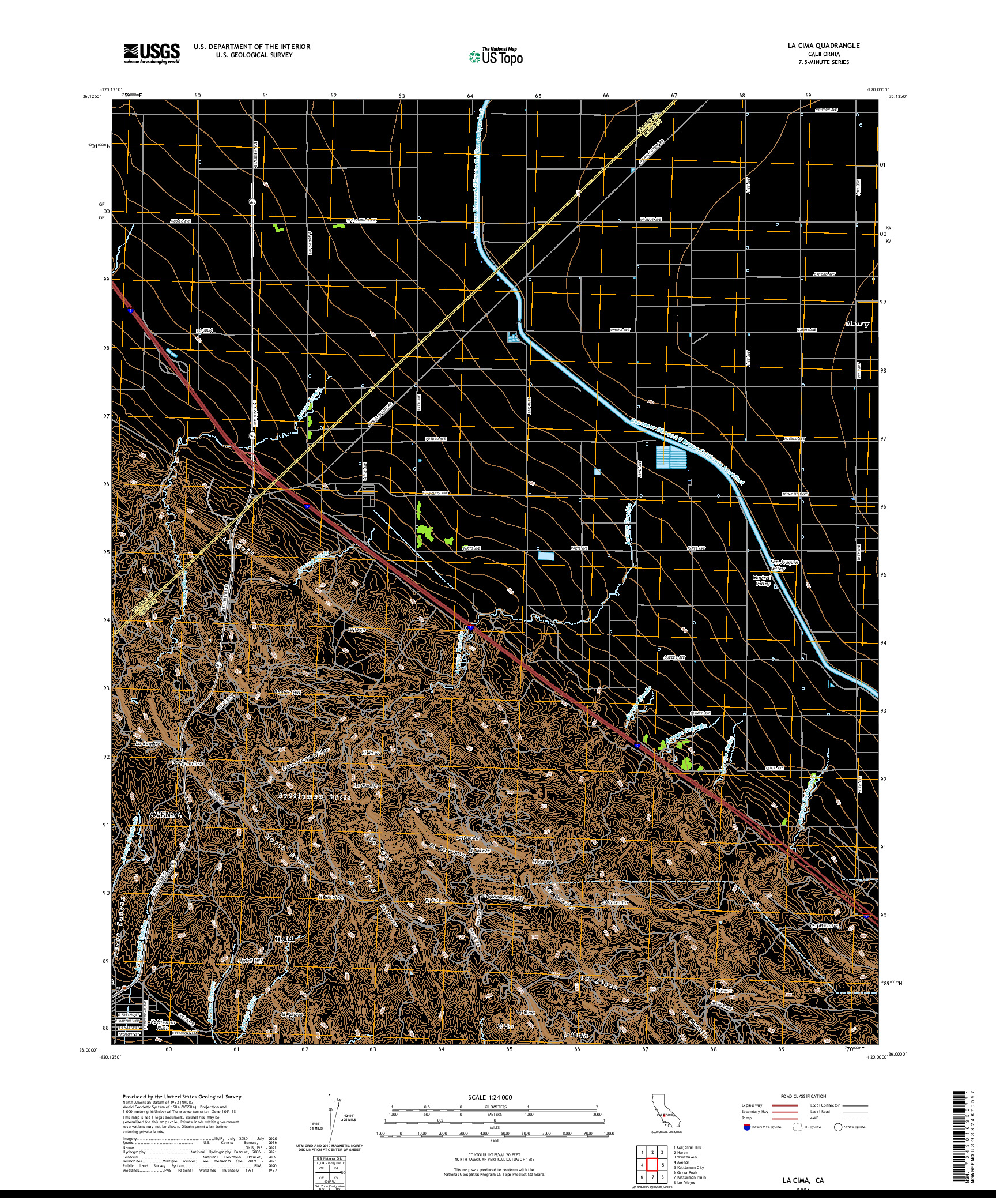 US TOPO 7.5-MINUTE MAP FOR LA CIMA, CA