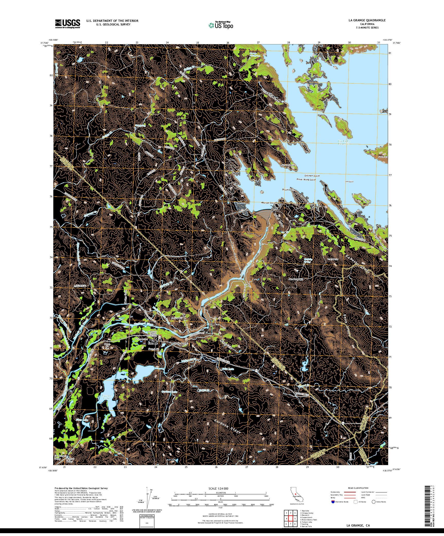 US TOPO 7.5-MINUTE MAP FOR LA GRANGE, CA