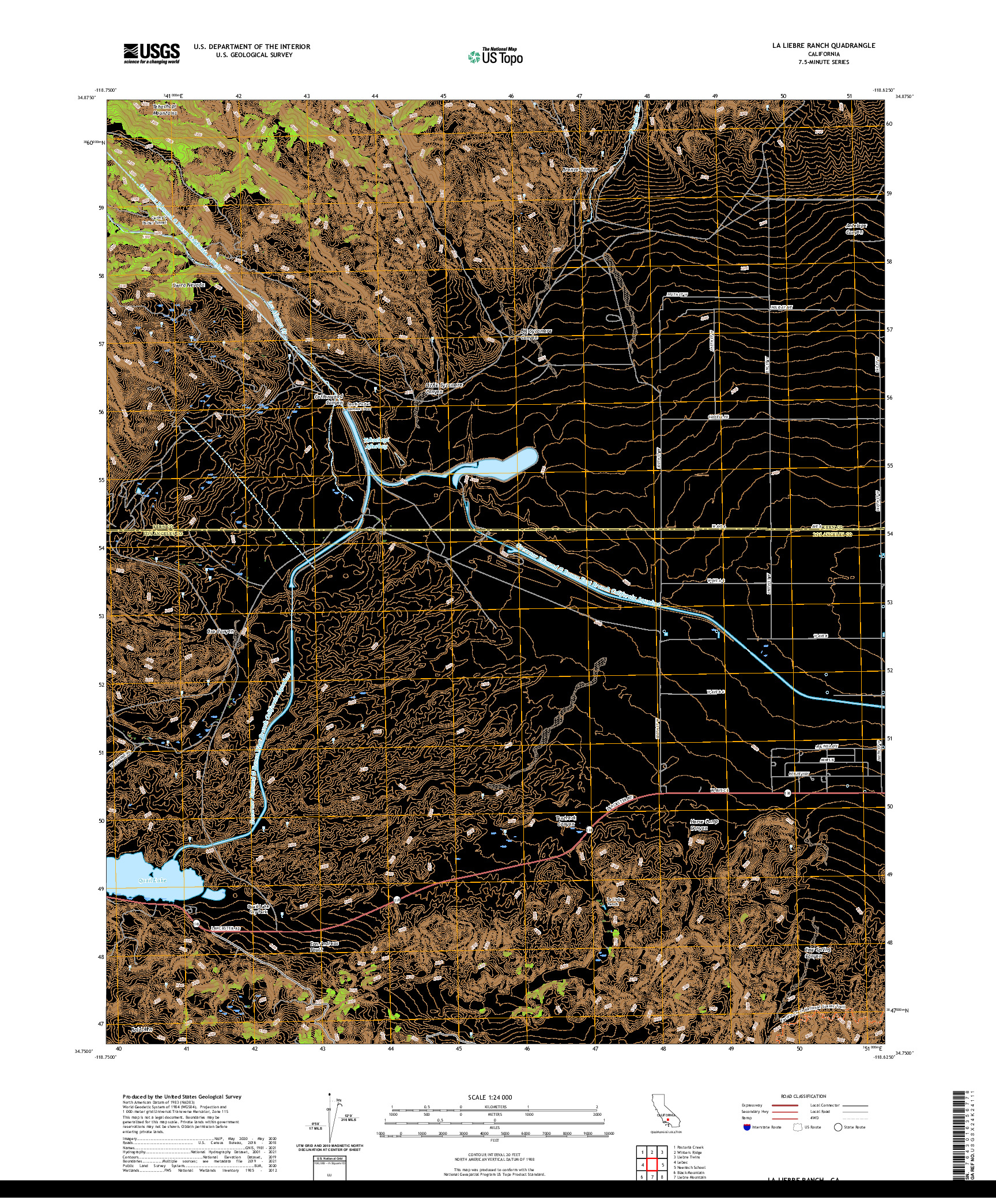 US TOPO 7.5-MINUTE MAP FOR LA LIEBRE RANCH, CA