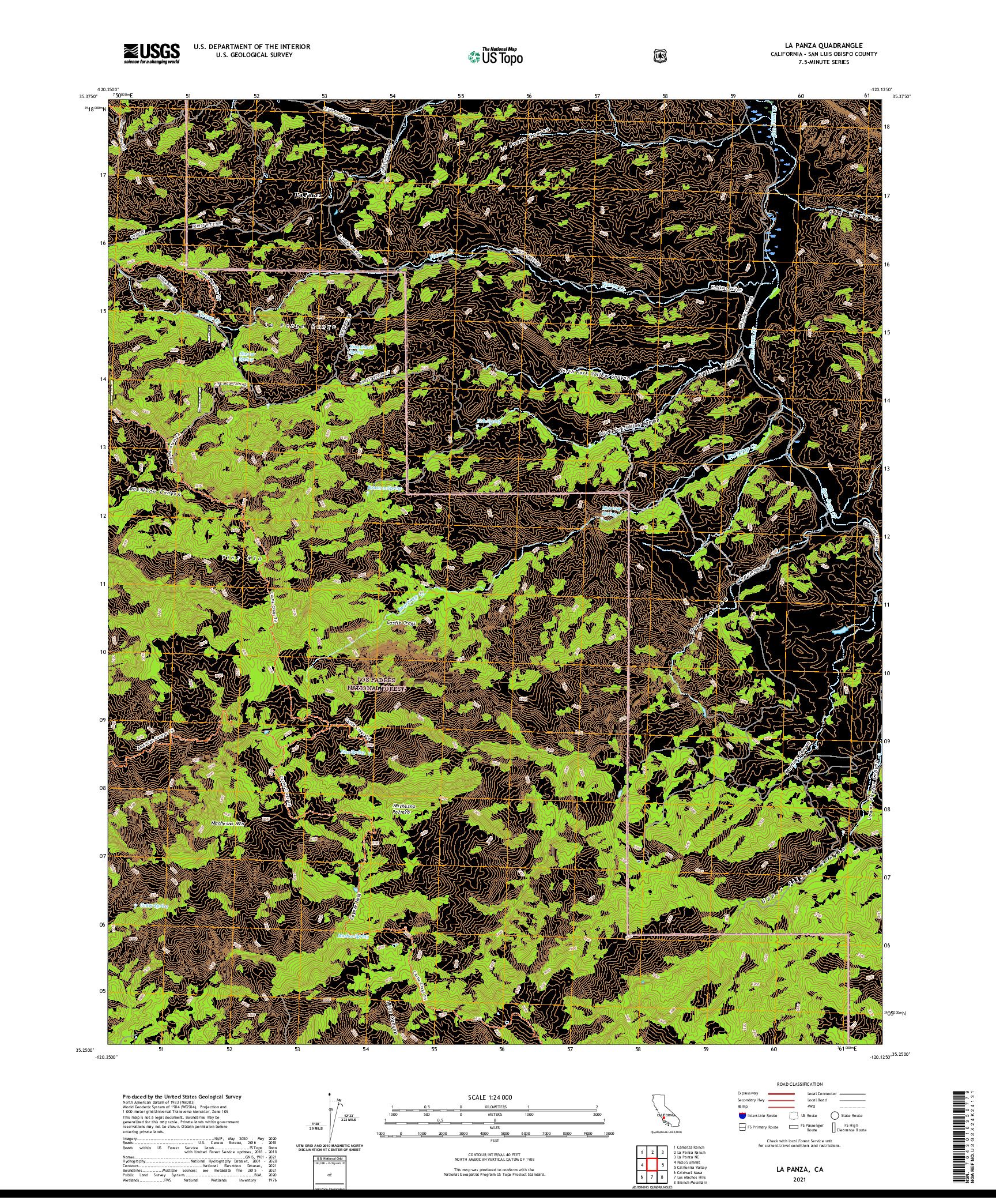 US TOPO 7.5-MINUTE MAP FOR LA PANZA, CA