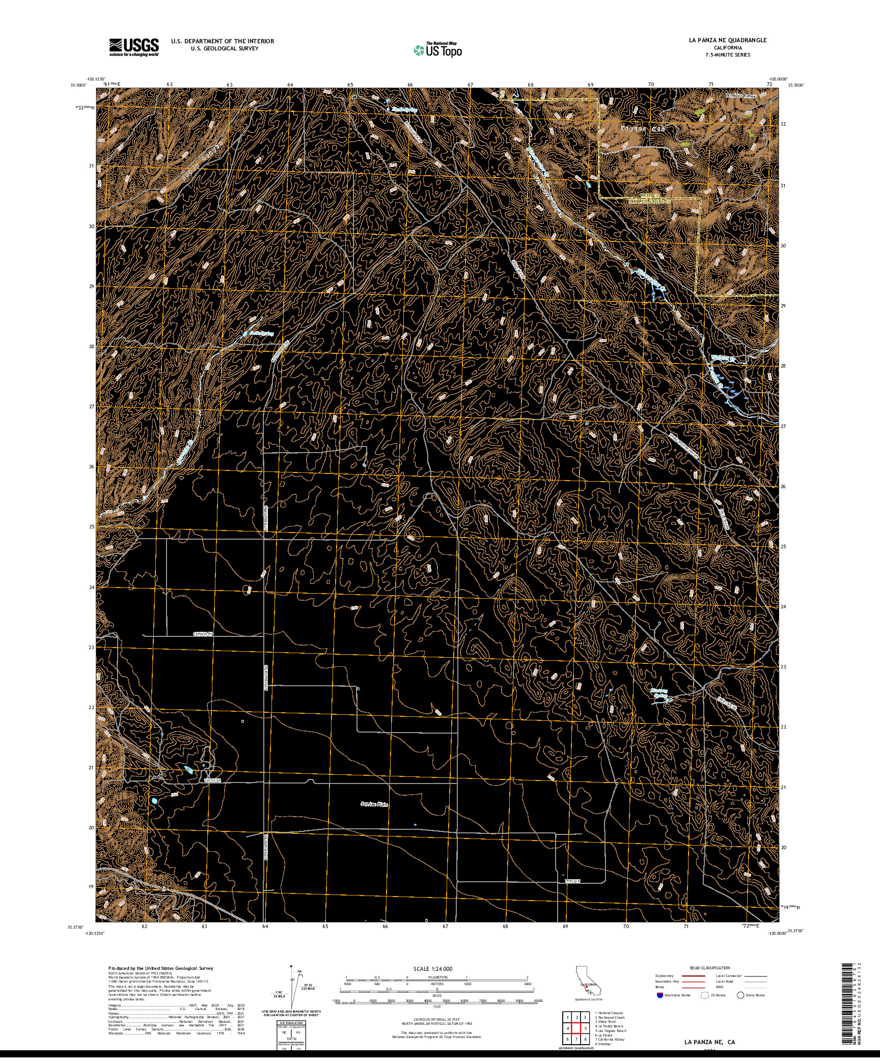 US TOPO 7.5-MINUTE MAP FOR LA PANZA NE, CA