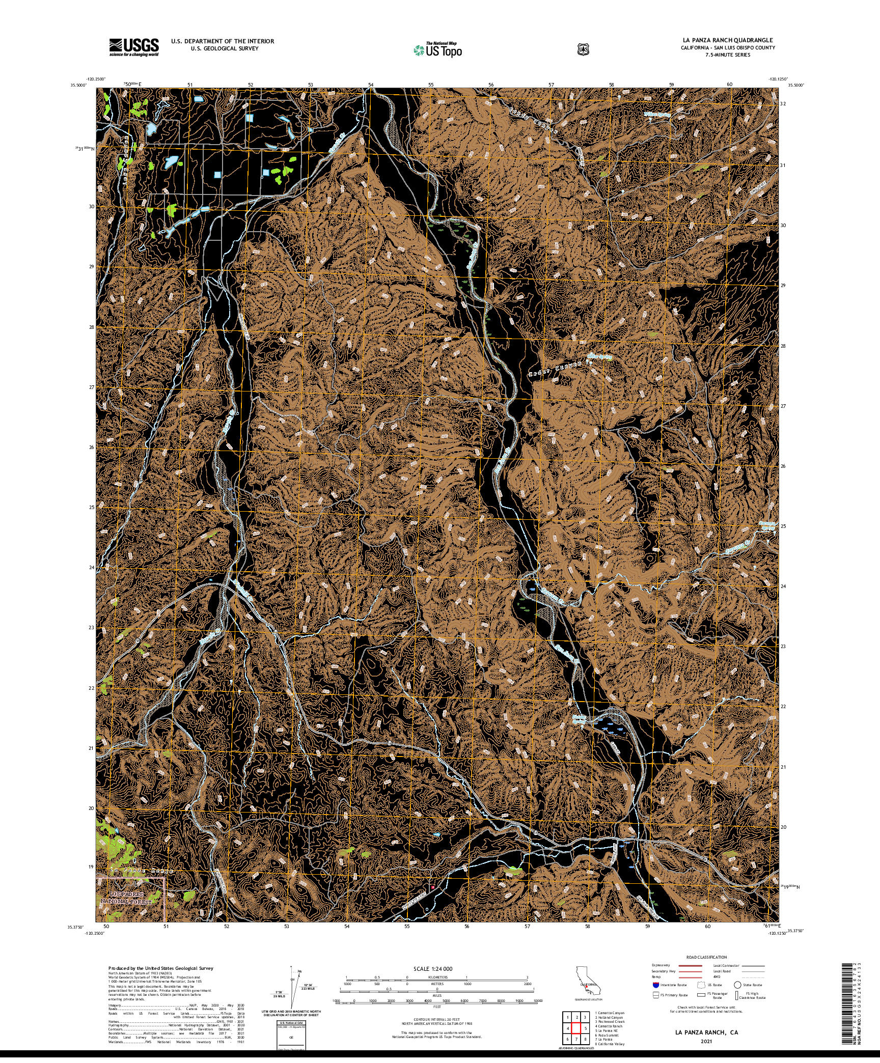 US TOPO 7.5-MINUTE MAP FOR LA PANZA RANCH, CA