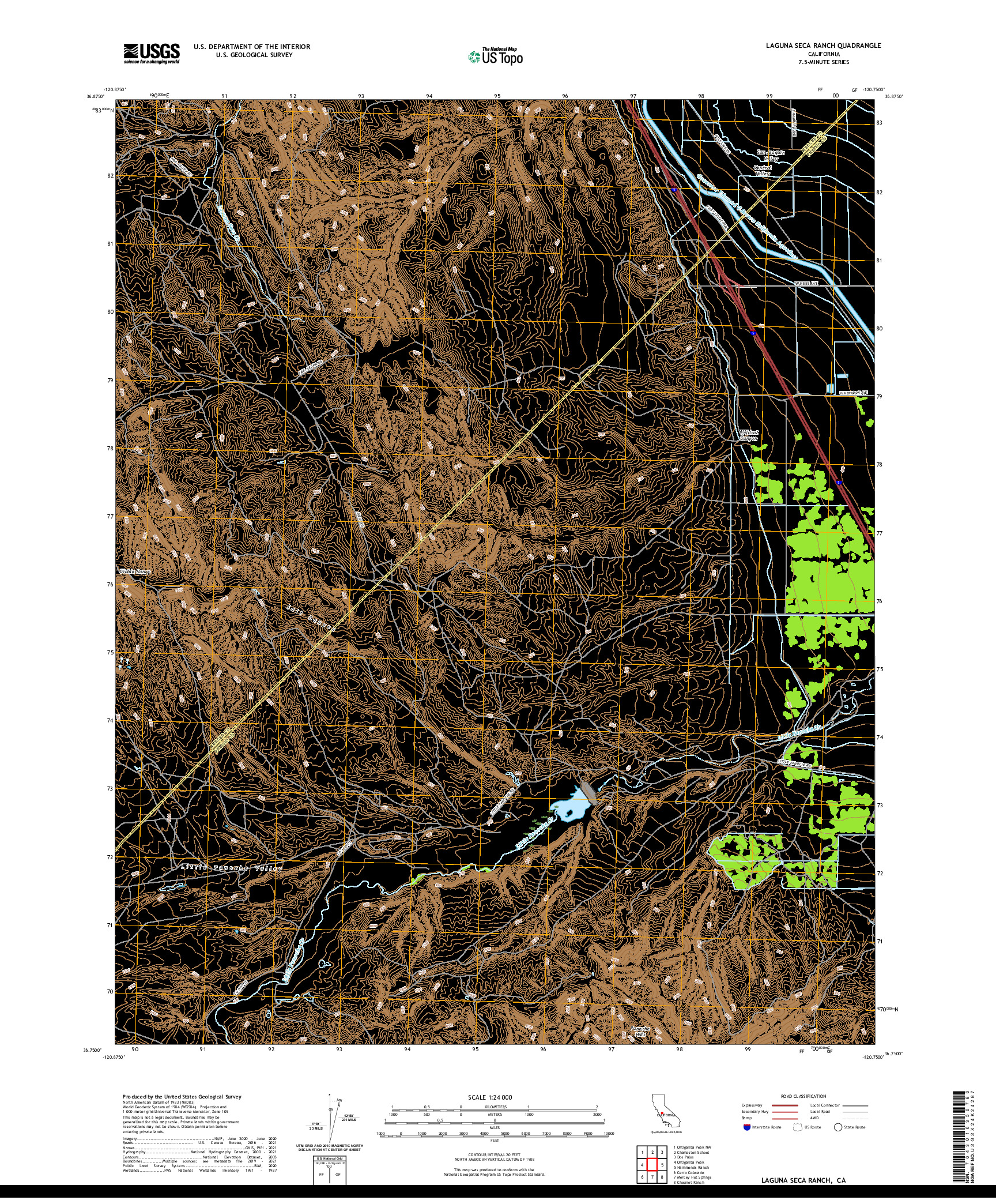 US TOPO 7.5-MINUTE MAP FOR LAGUNA SECA RANCH, CA