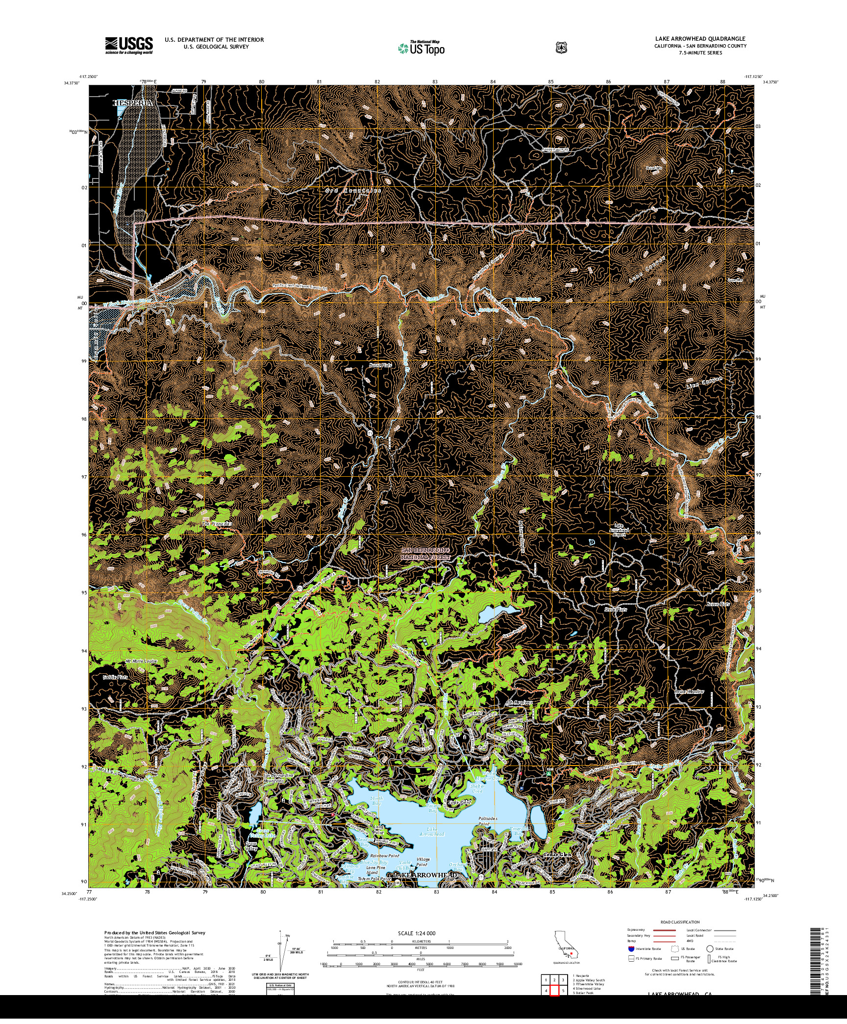 US TOPO 7.5-MINUTE MAP FOR LAKE ARROWHEAD, CA