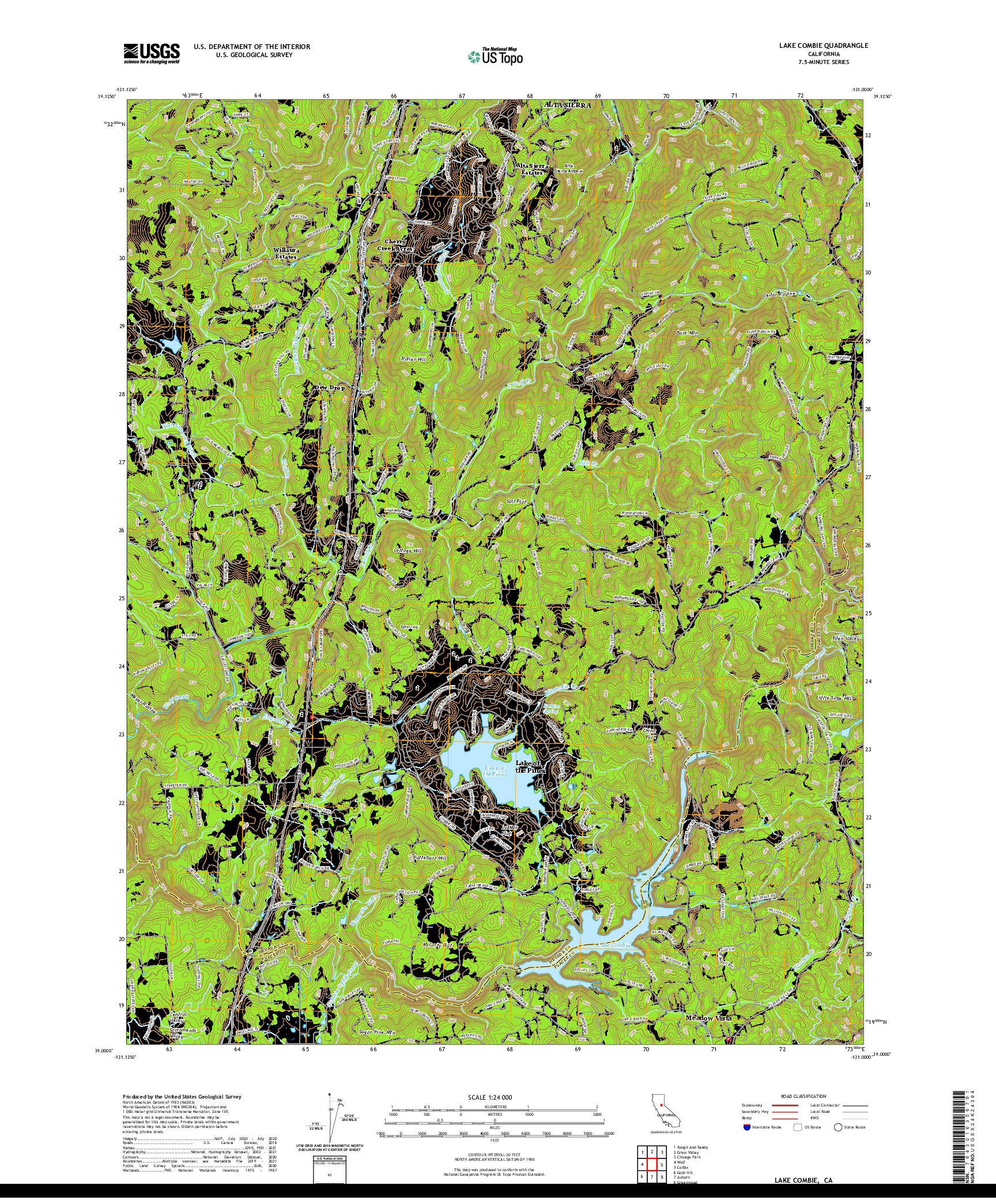 US TOPO 7.5-MINUTE MAP FOR LAKE COMBIE, CA