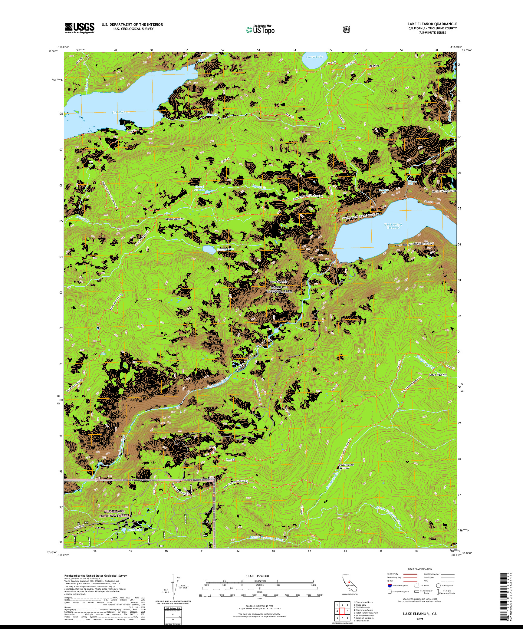 US TOPO 7.5-MINUTE MAP FOR LAKE ELEANOR, CA