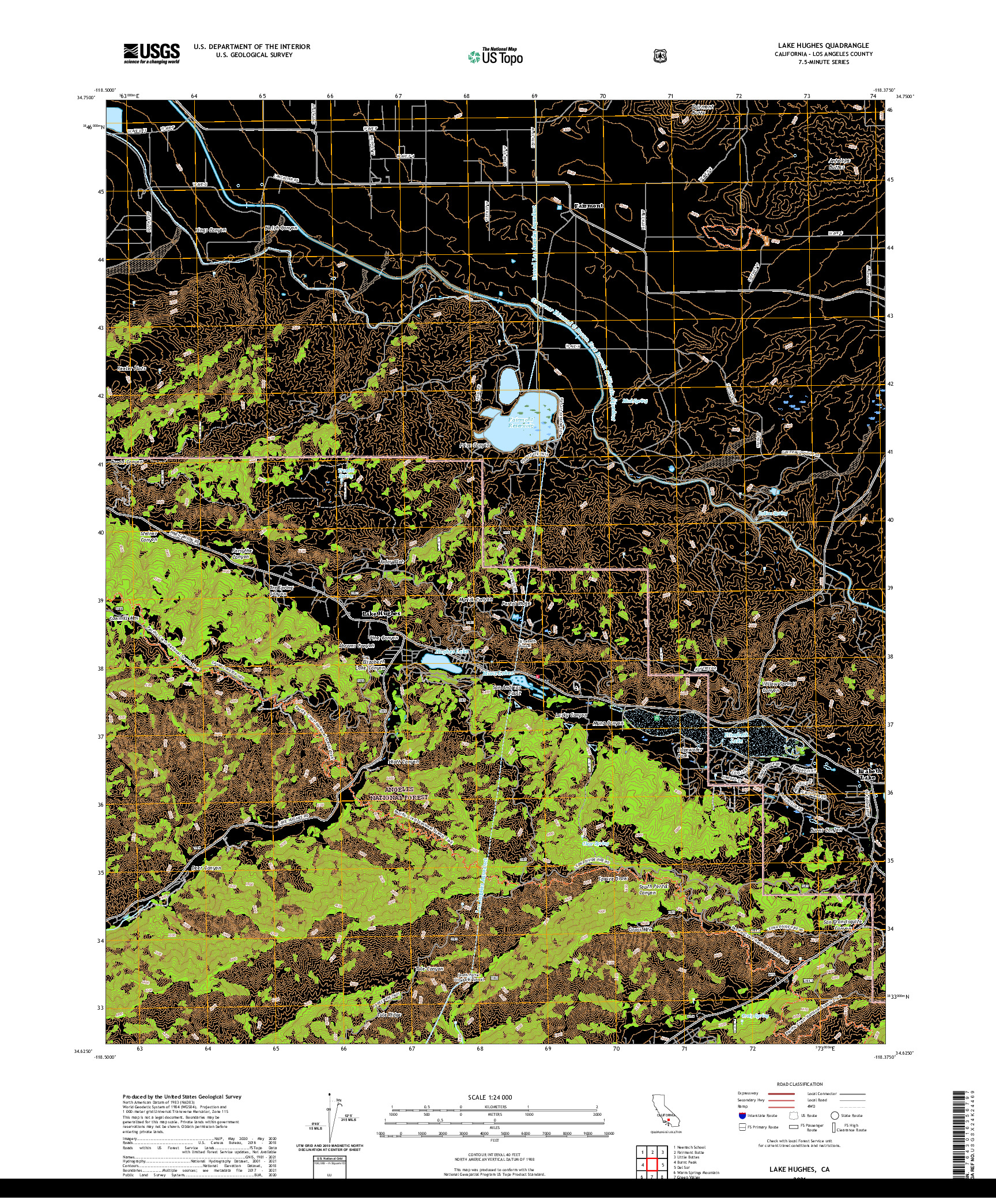 US TOPO 7.5-MINUTE MAP FOR LAKE HUGHES, CA