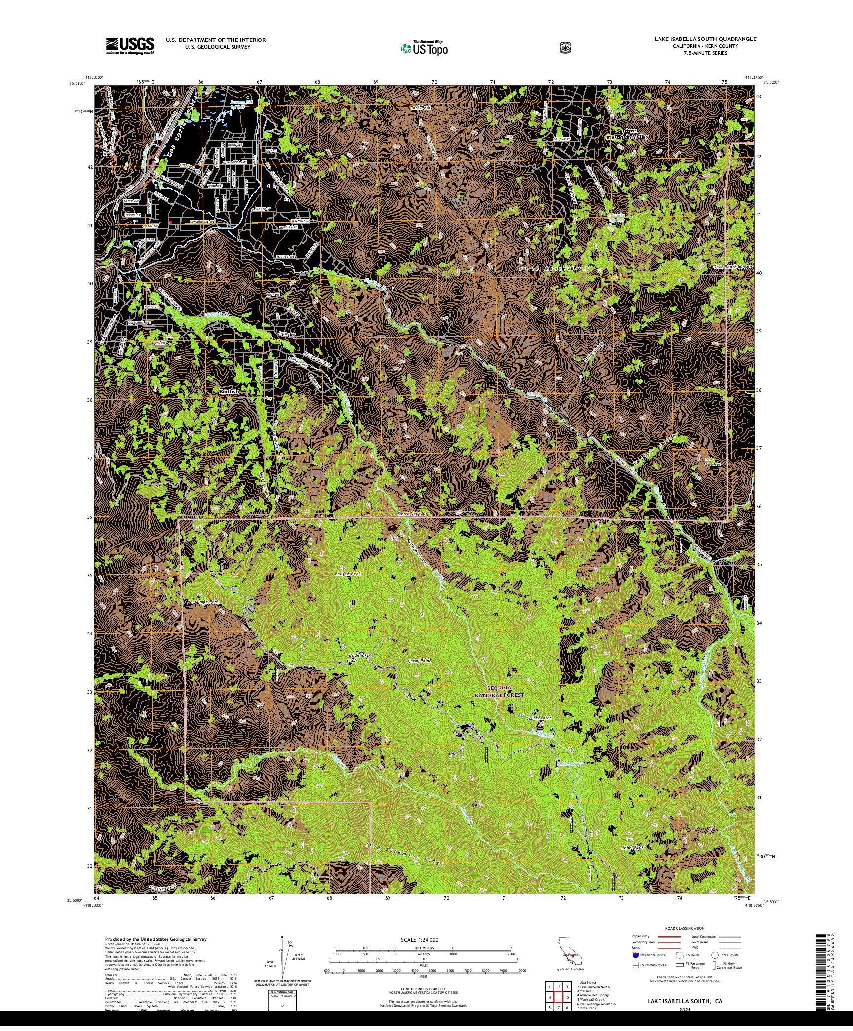 US TOPO 7.5-MINUTE MAP FOR LAKE ISABELLA SOUTH, CA
