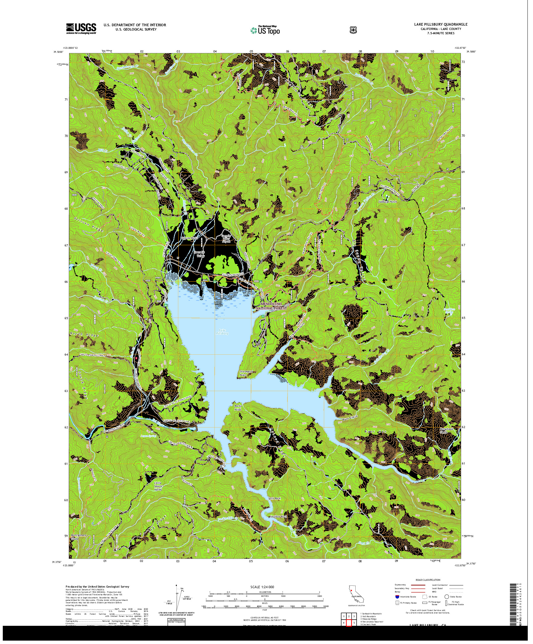 US TOPO 7.5-MINUTE MAP FOR LAKE PILLSBURY, CA