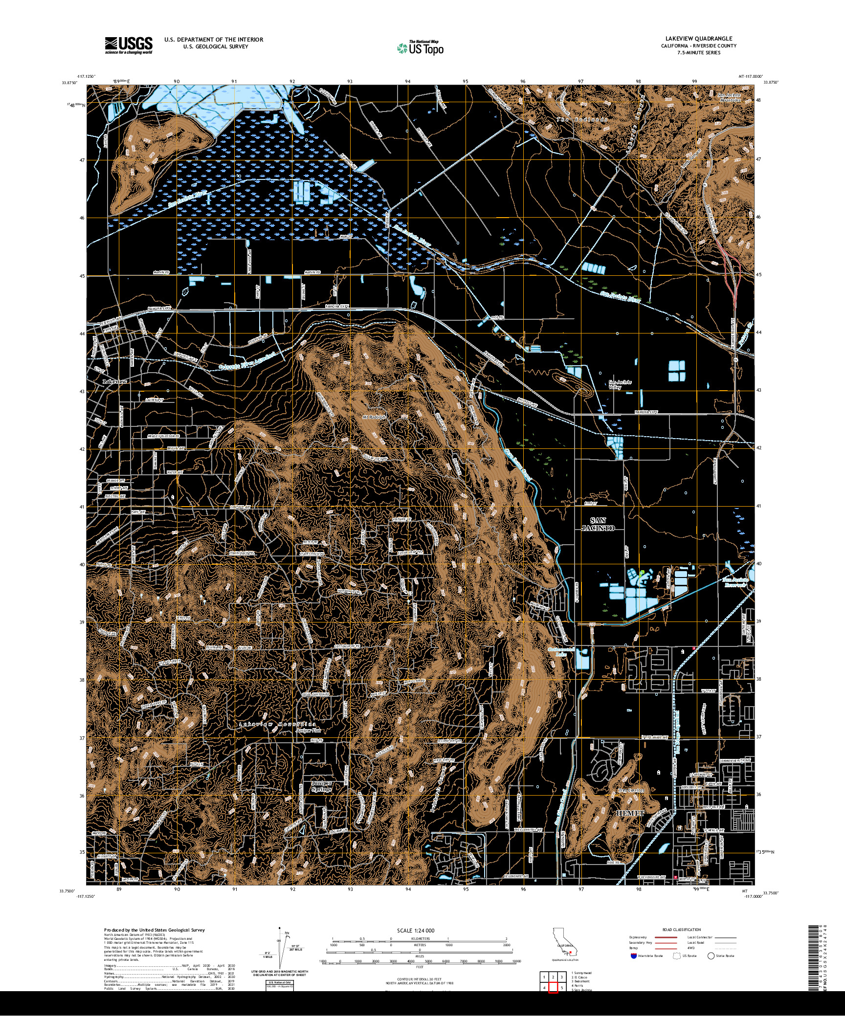 US TOPO 7.5-MINUTE MAP FOR LAKEVIEW, CA