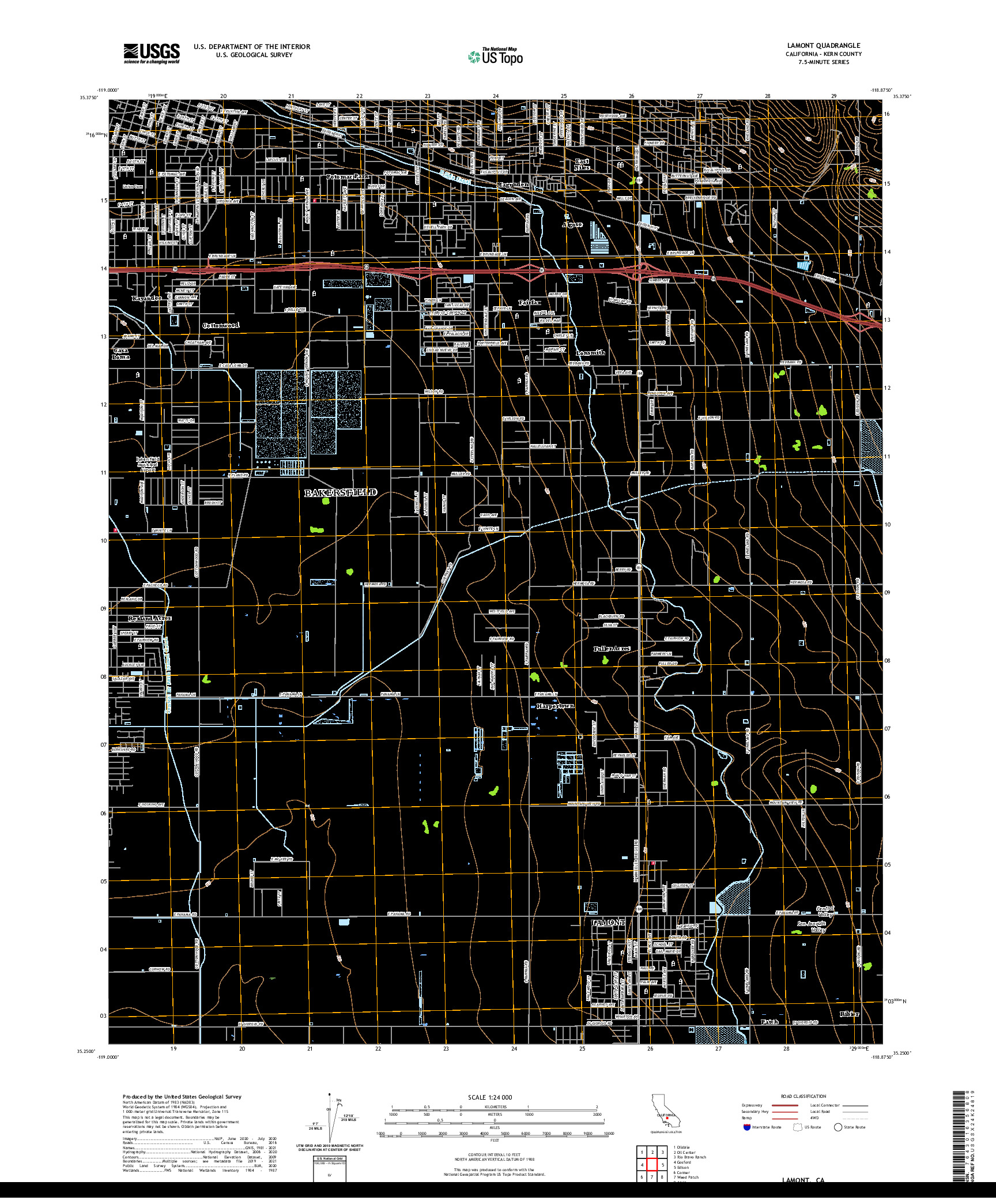 US TOPO 7.5-MINUTE MAP FOR LAMONT, CA