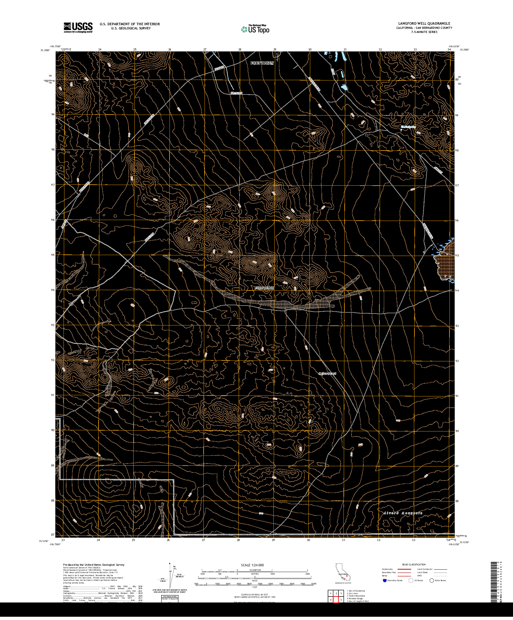 US TOPO 7.5-MINUTE MAP FOR LANGFORD WELL, CA